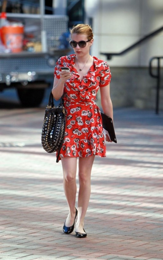Emma Roberts showing legs in Beverly Hills MQ
