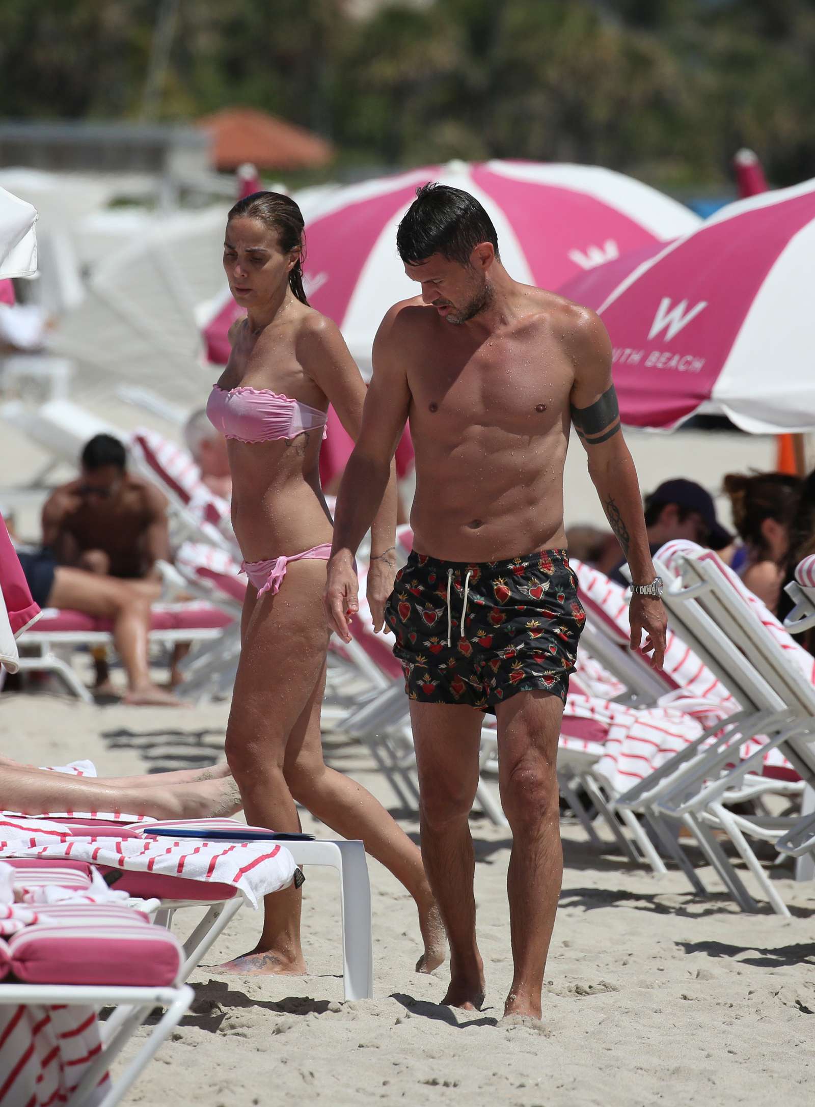 Adriana Fossa in Pink Bikini on the beach in Miami