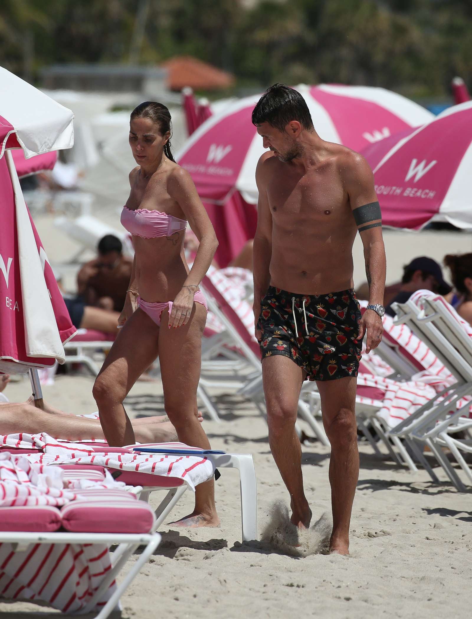 Adriana Fossa in Pink Bikini on the beach in Miami
