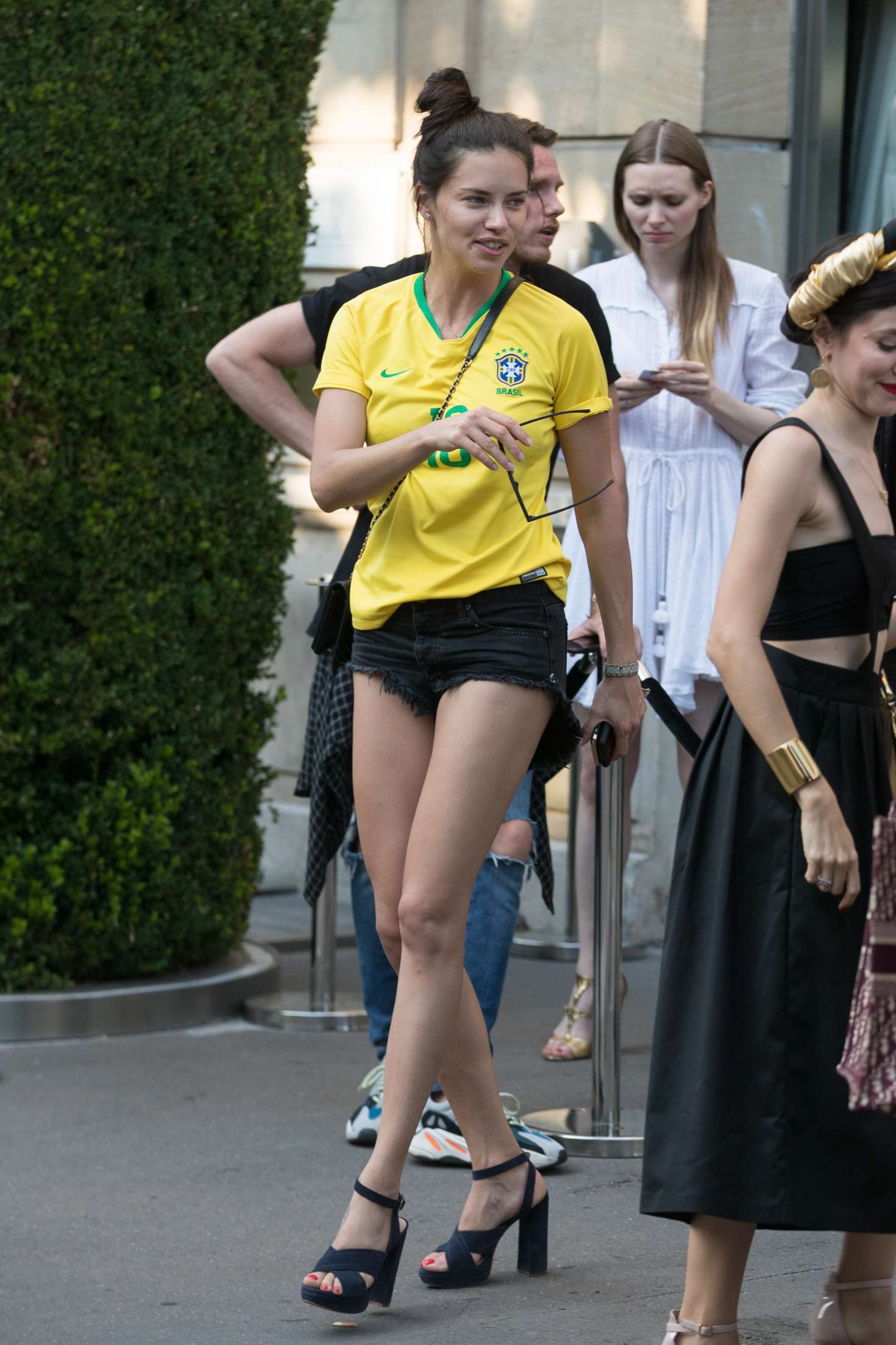 Adriana Lima in Brazil team jersey out in Paris