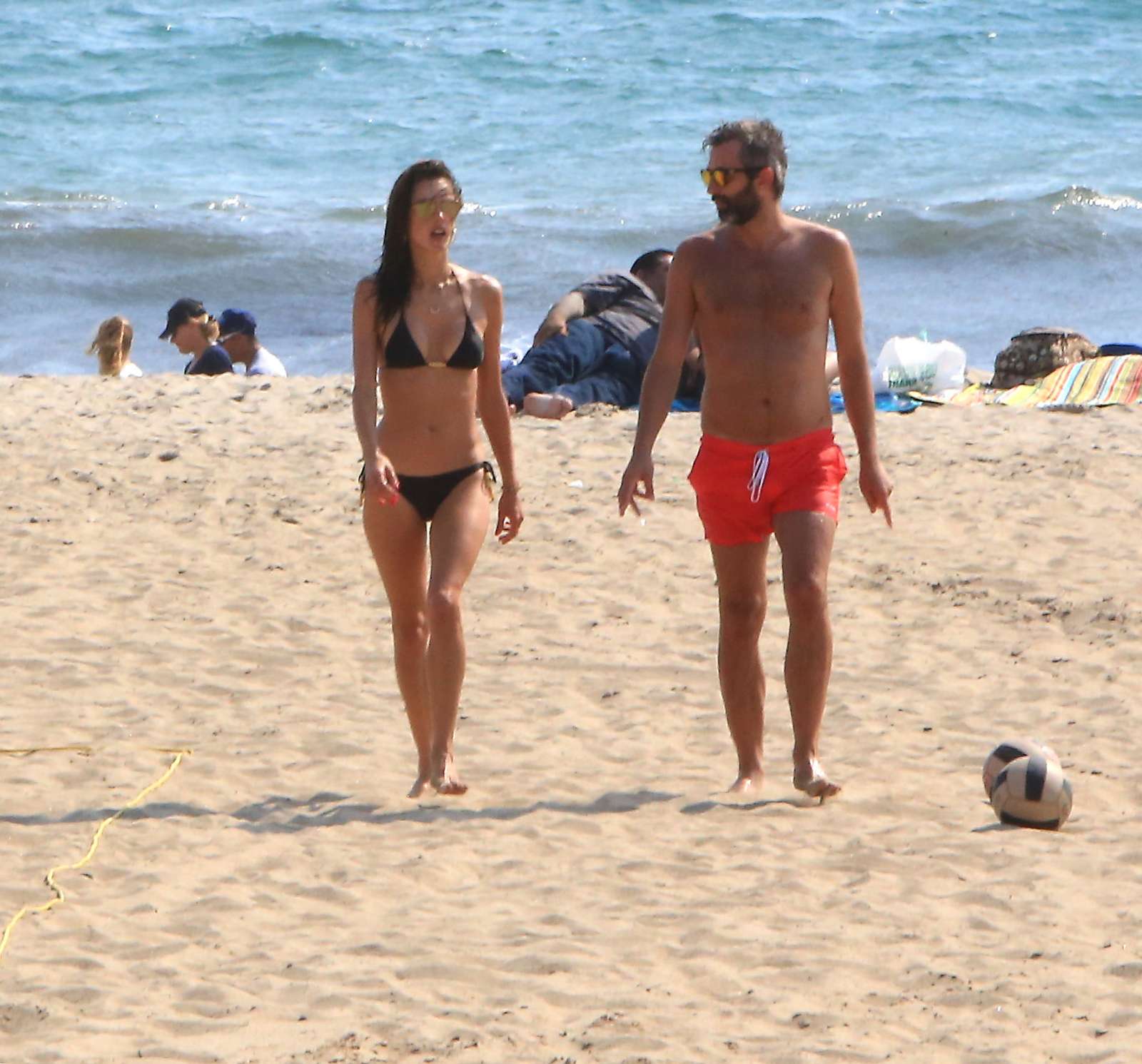 Alessandra Ambrosio in Black Bikini at the beach in Los Angeles