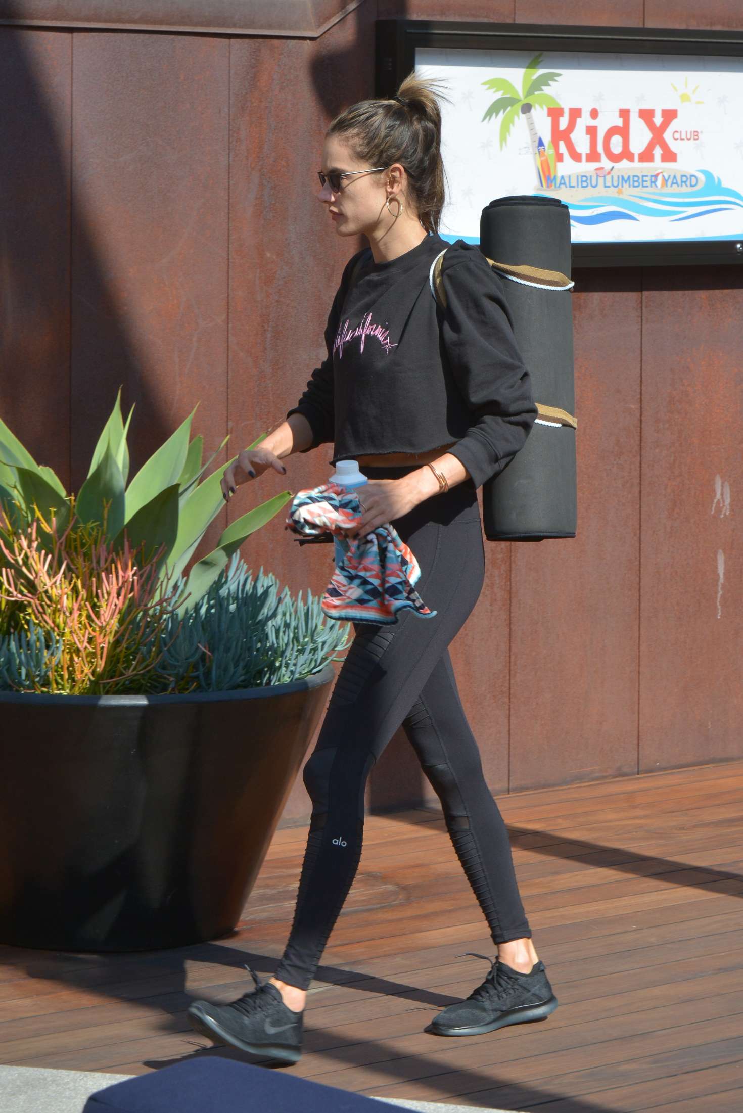 Alessandra Ambrosio in Tights and Sports Bra â€“ Leaves her workout in Malibu