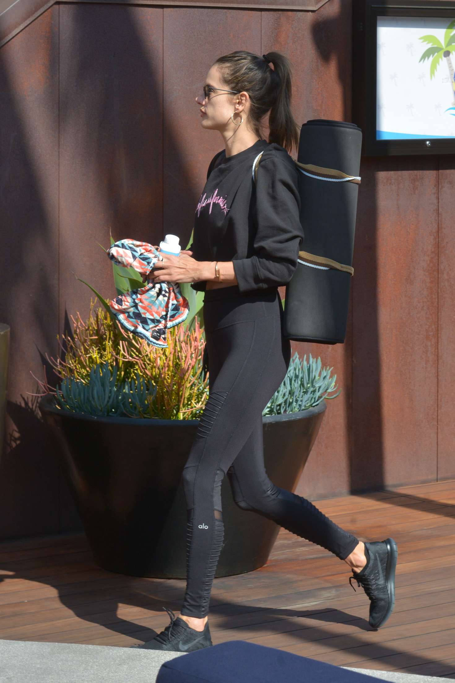 Alessandra Ambrosio in Tights and Sports Bra â€“ Leaves her workout in Malibu