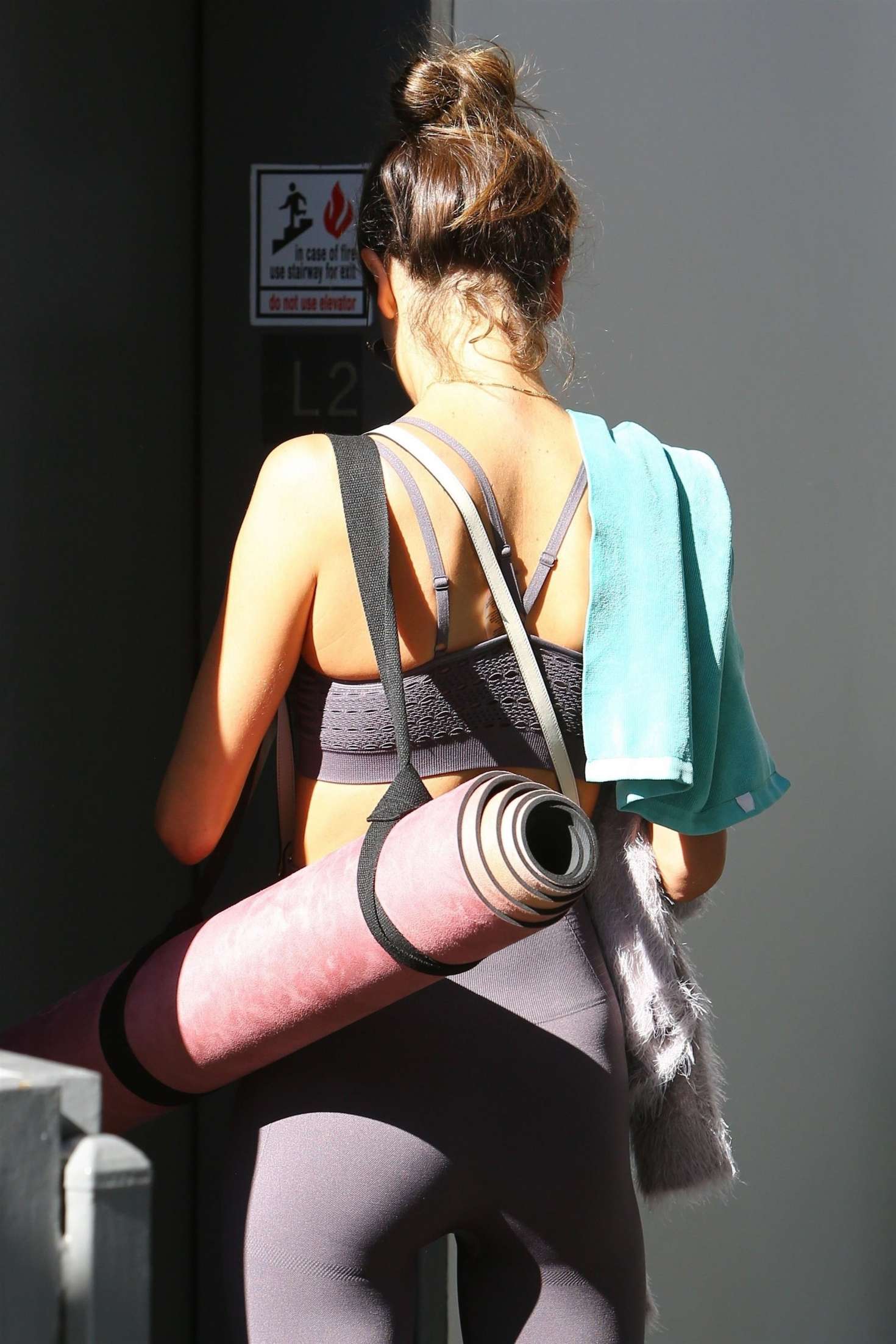 Alessandra Ambrosio in Tights at yoga class in Brentwood