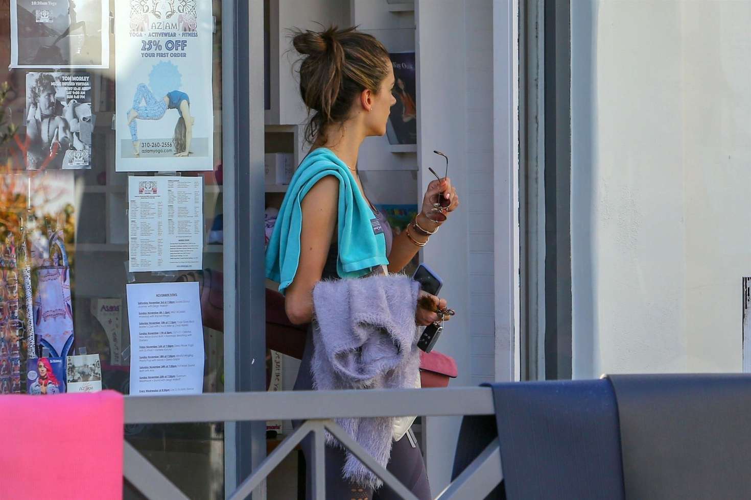 Alessandra Ambrosio in Tights at yoga class in Brentwood
