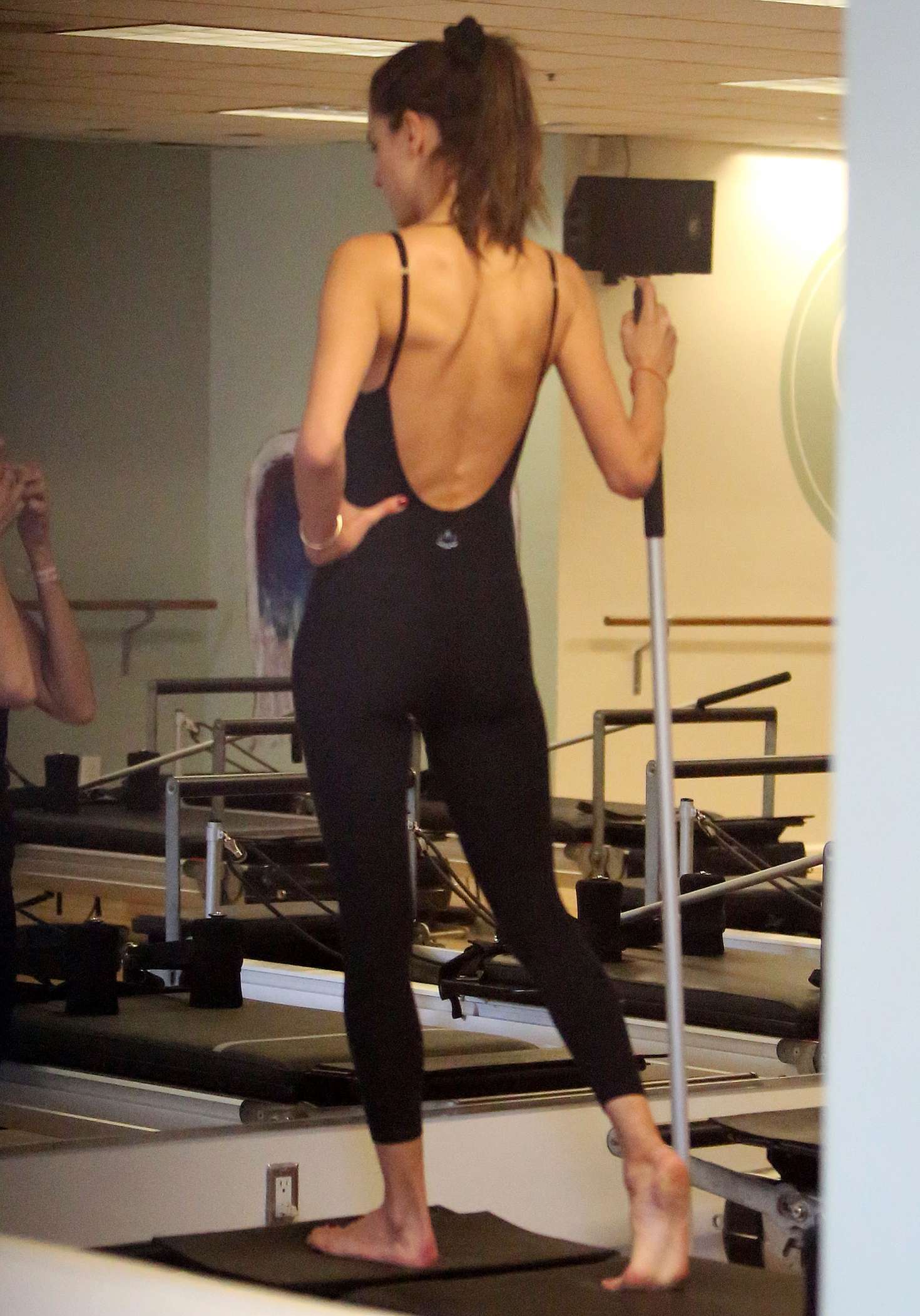 Alessandra Ambrosio in Tights on pilates class in Brentwood