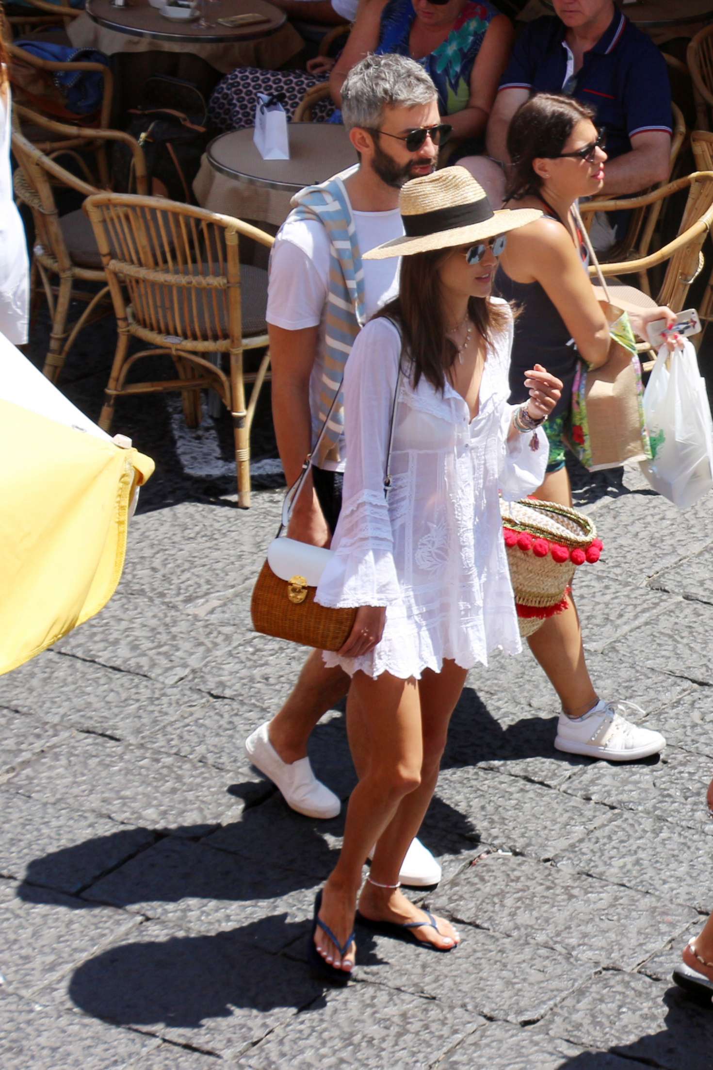 Alessandra Ambrosio in White Mini Dress â€“ Out in Capri