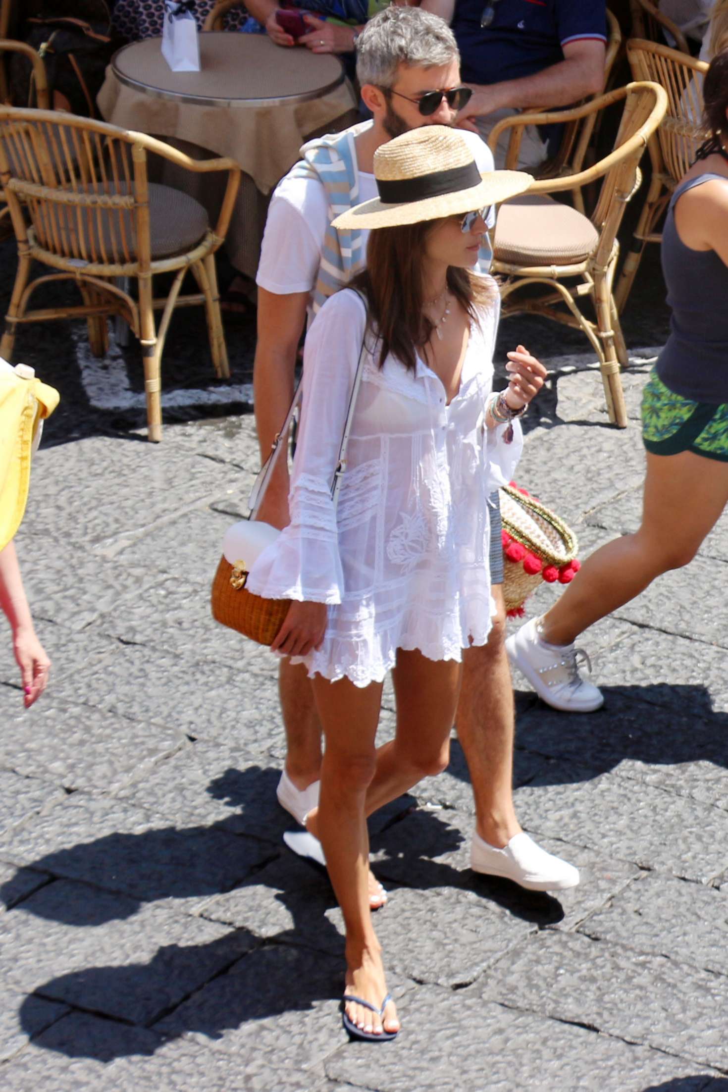 Alessandra Ambrosio in White Mini Dress â€“ Out in Capri