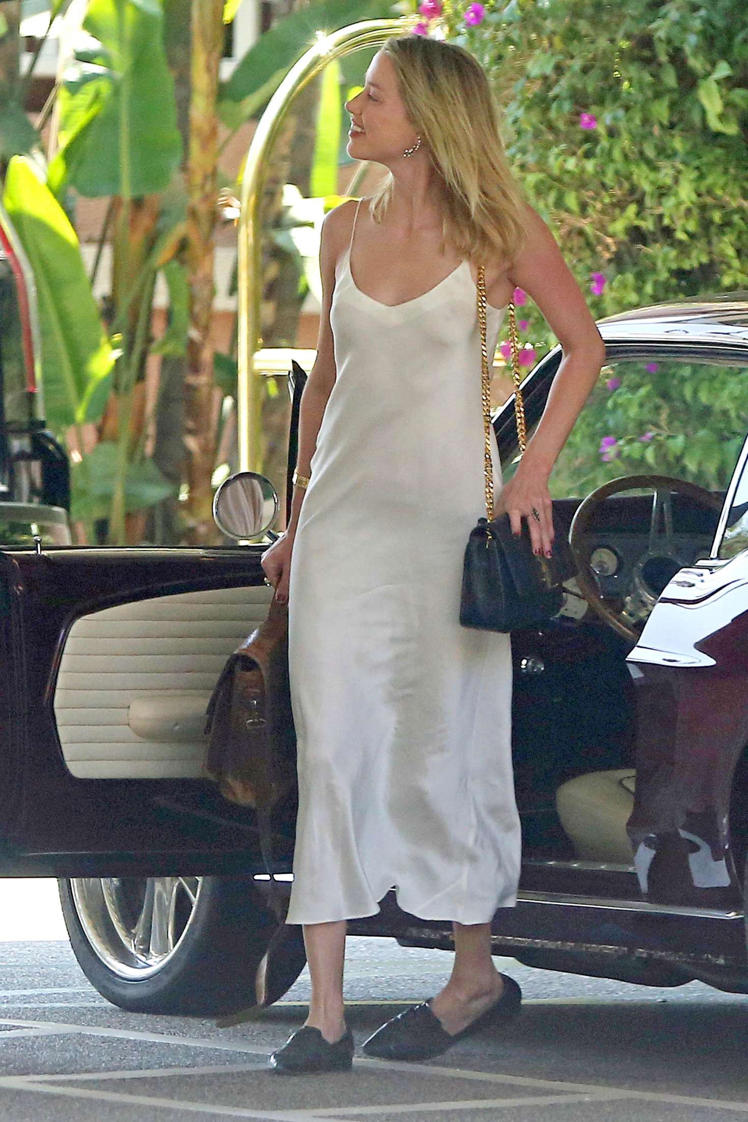 Amber Heard in White Slip Dress at the Beverly Hills Hotel in LA