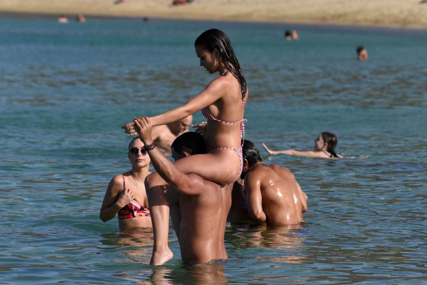 Amy Jackson in Bikini at the Beach in Mykonos