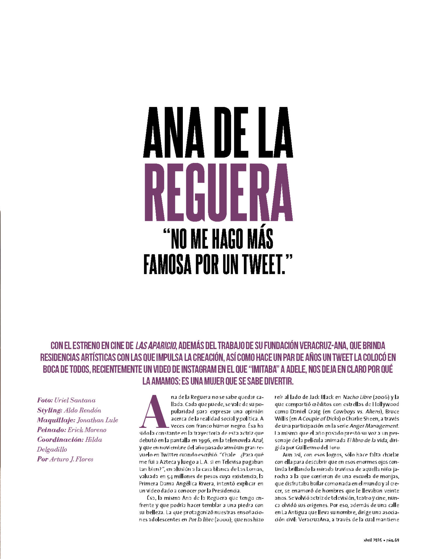 Ana de la Reguera â€“ Open Mexico Magazine (April 2016)