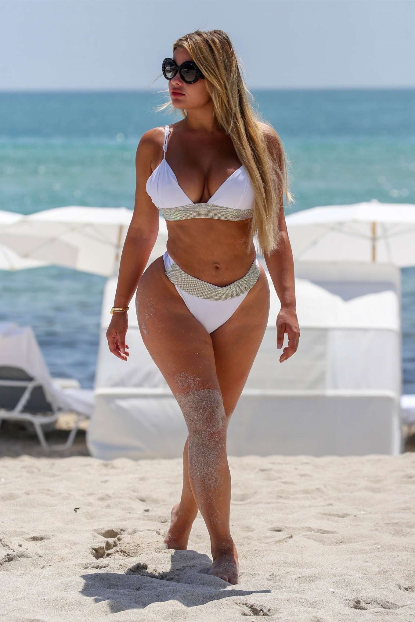 Anastasiya Kvitko in White Bikini at the beach in Miami
