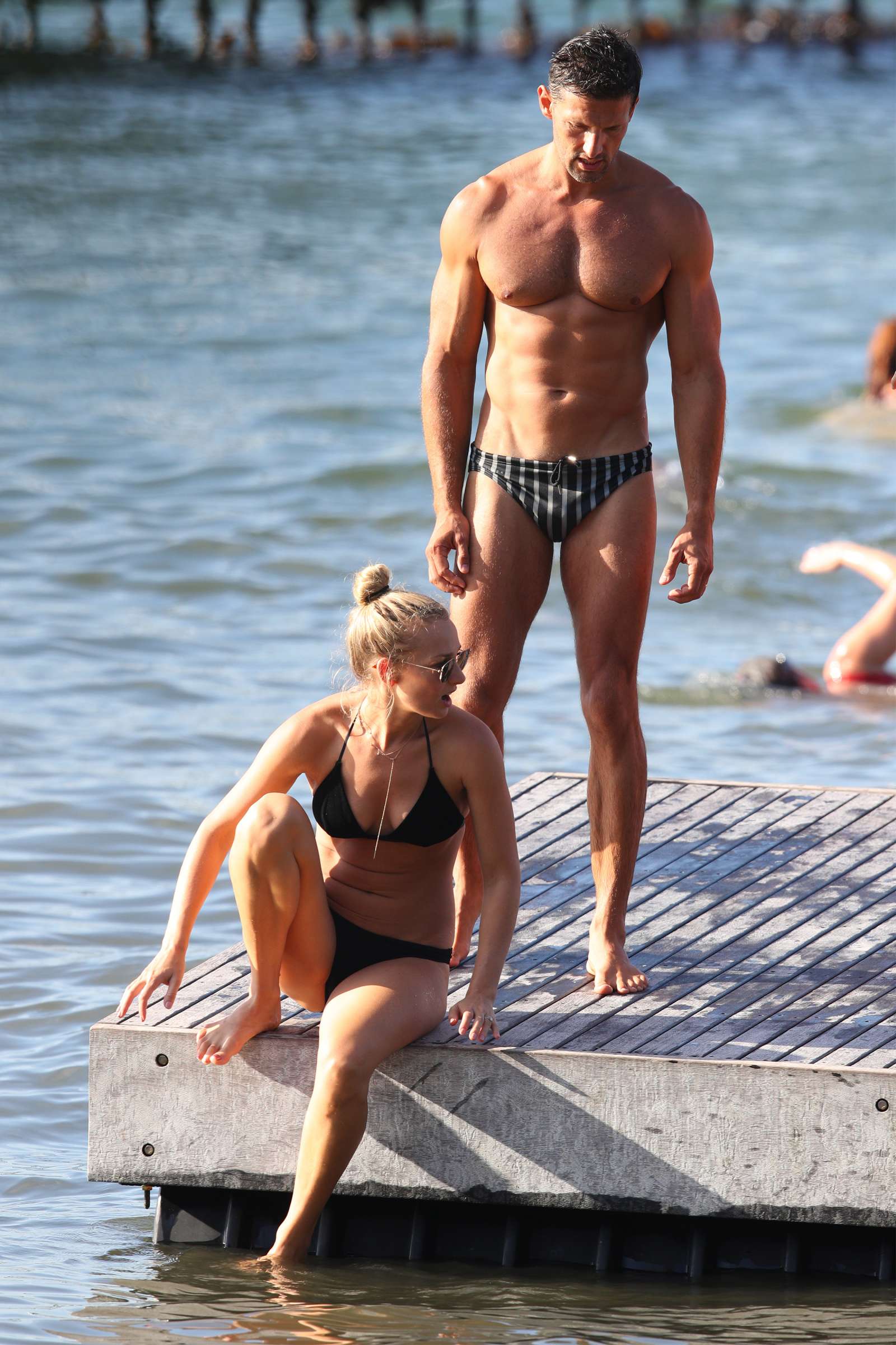 Anna Heinrich in Black Bikini at the beach in Sydney