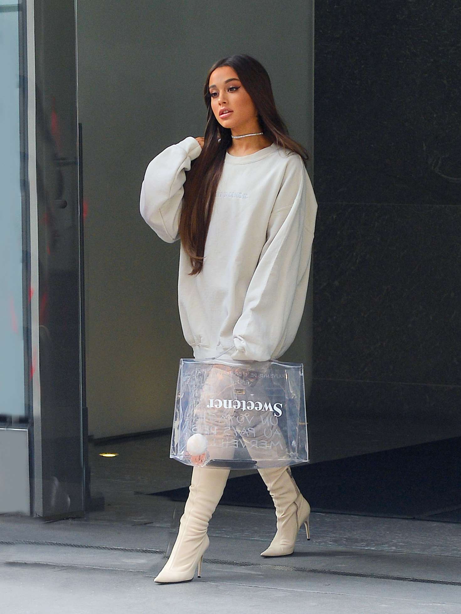 Ariana Grande â€“ Heads to promote her new album Sweetener in NYC