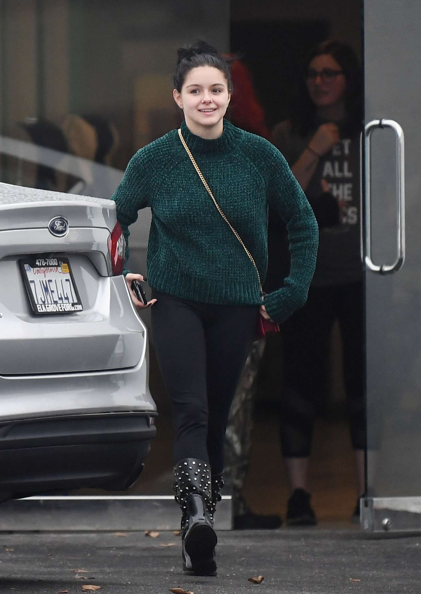 Ariel Winter in Tights at Wags & Walks Dog Adoption Center in Los Angeles