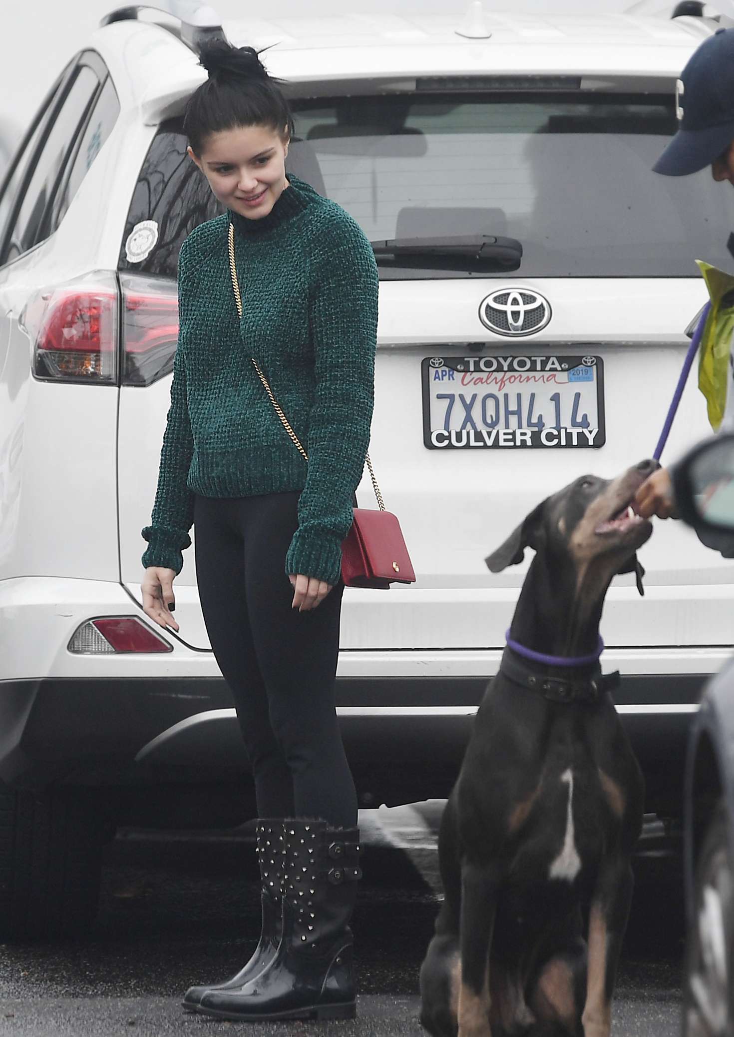 Ariel Winter in Tights at Wags & Walks Dog Adoption Center in Los Angeles