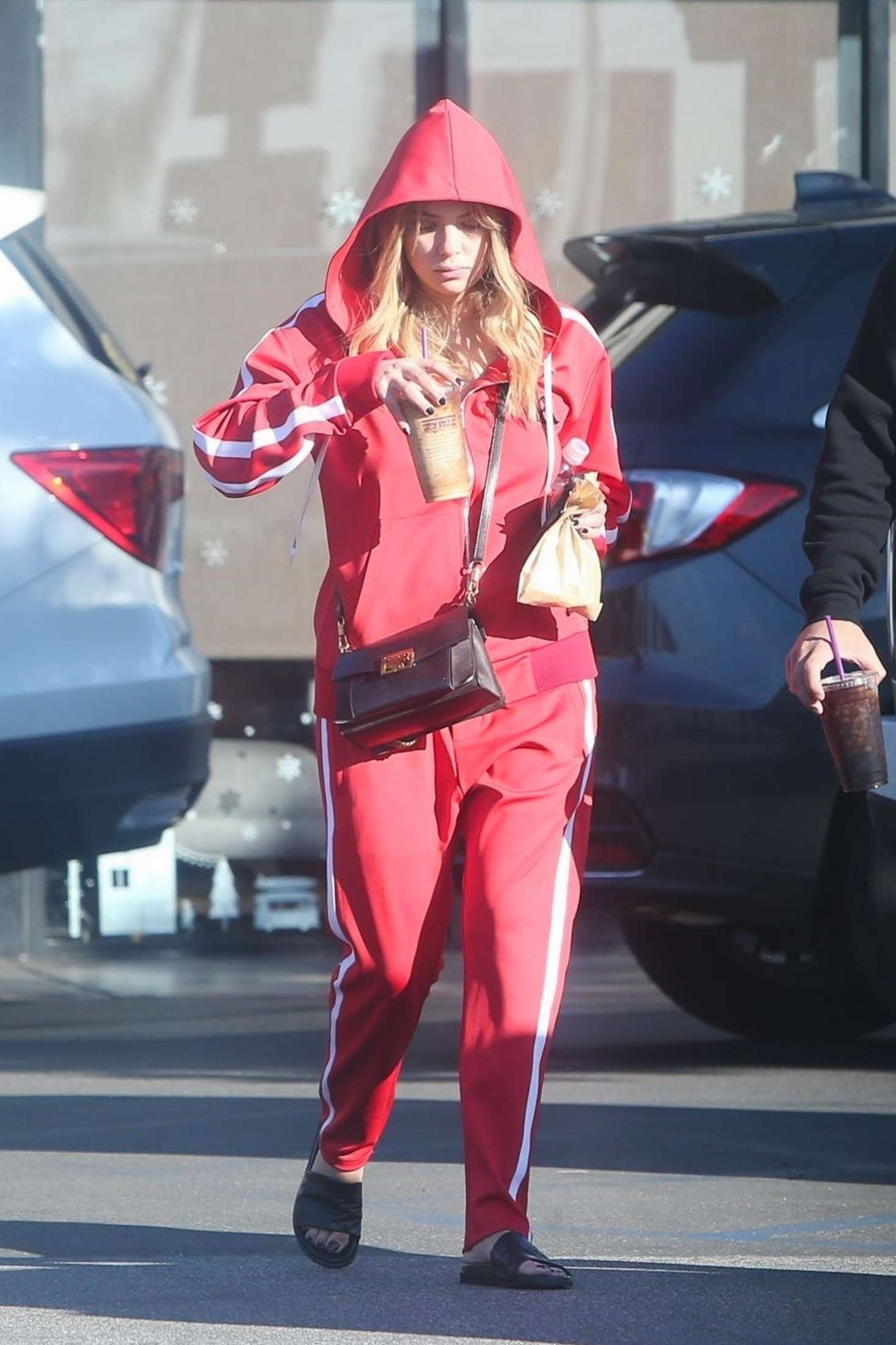 Ashley Benson in Red Tracksuit â€“ Out in LA
