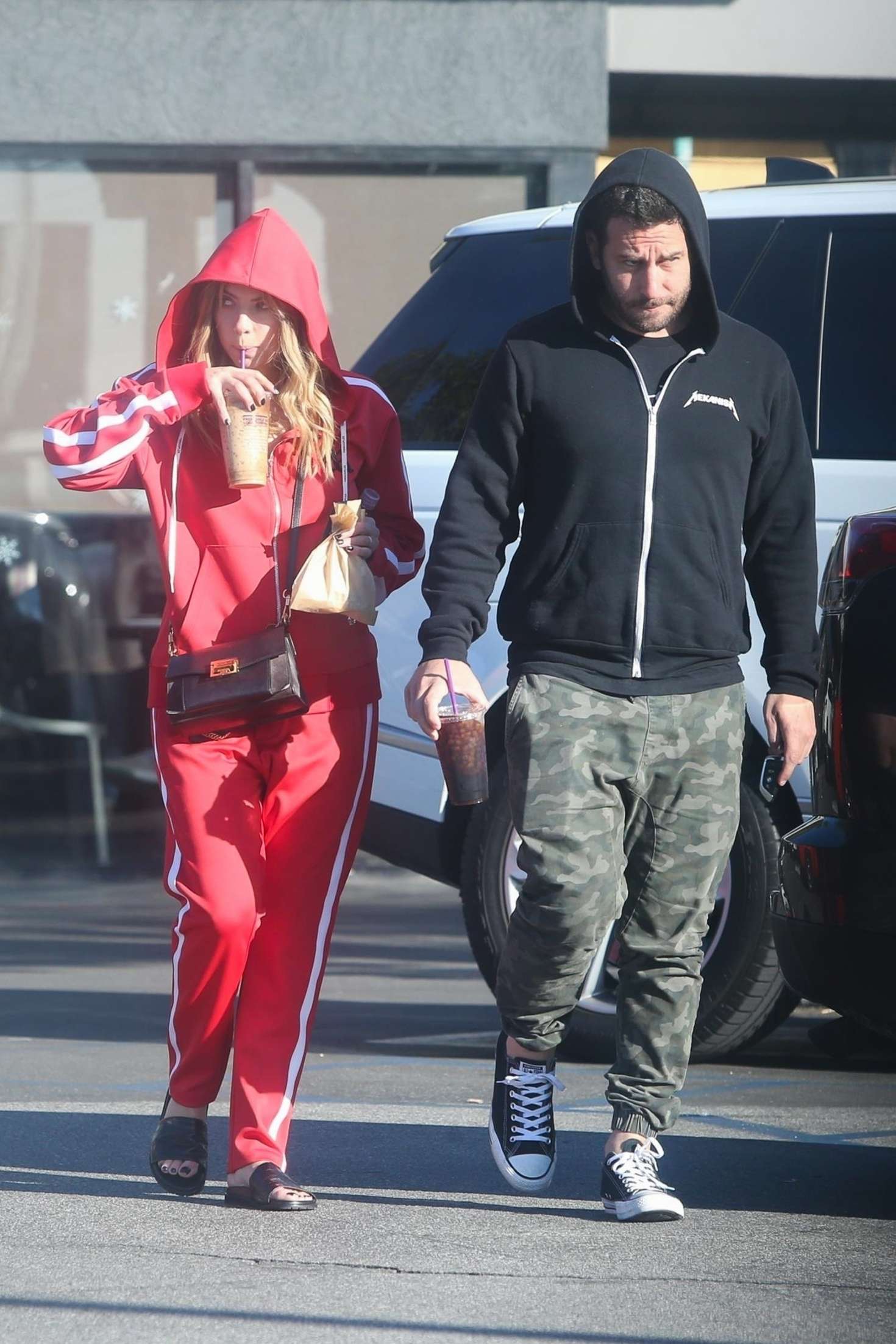 Ashley Benson in Red Tracksuit â€“ Out in LA