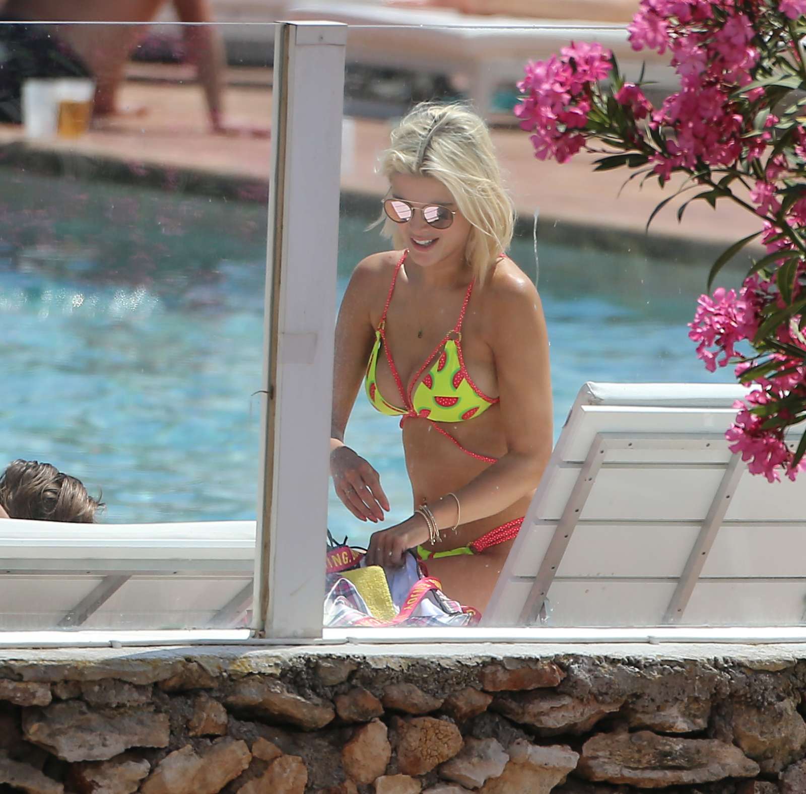 Ashley James in a Watermelon Print Bikini in Ibiza