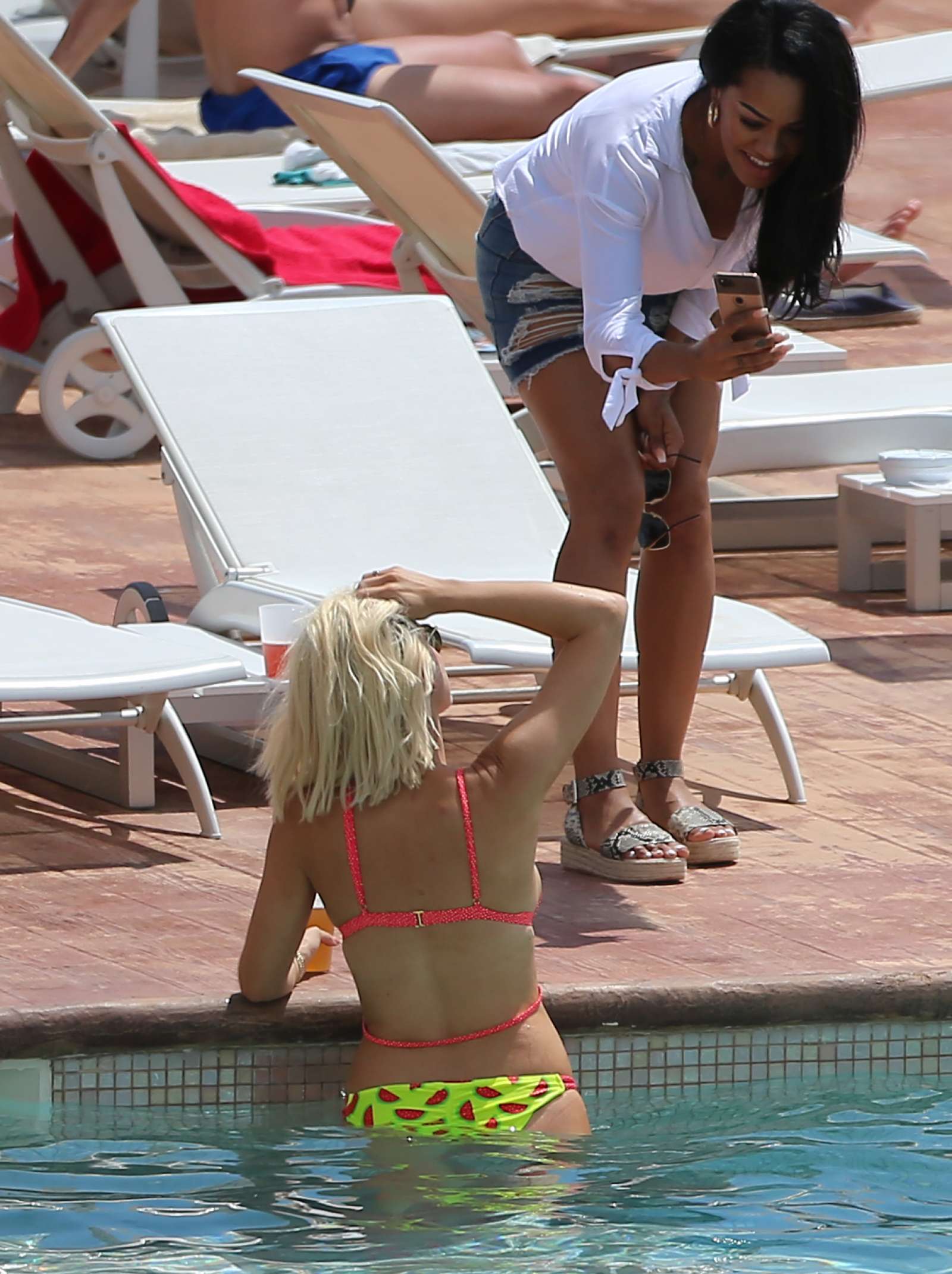 Ashley James in a Watermelon Print Bikini in Ibiza