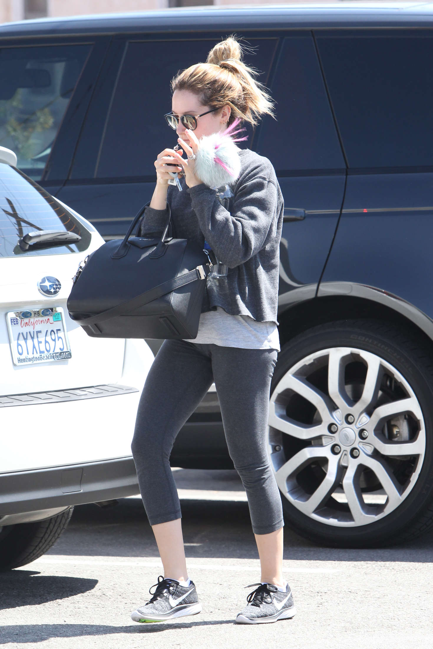Ashley Tisdale in Spandex at a Nail Salon in Beverly Hills