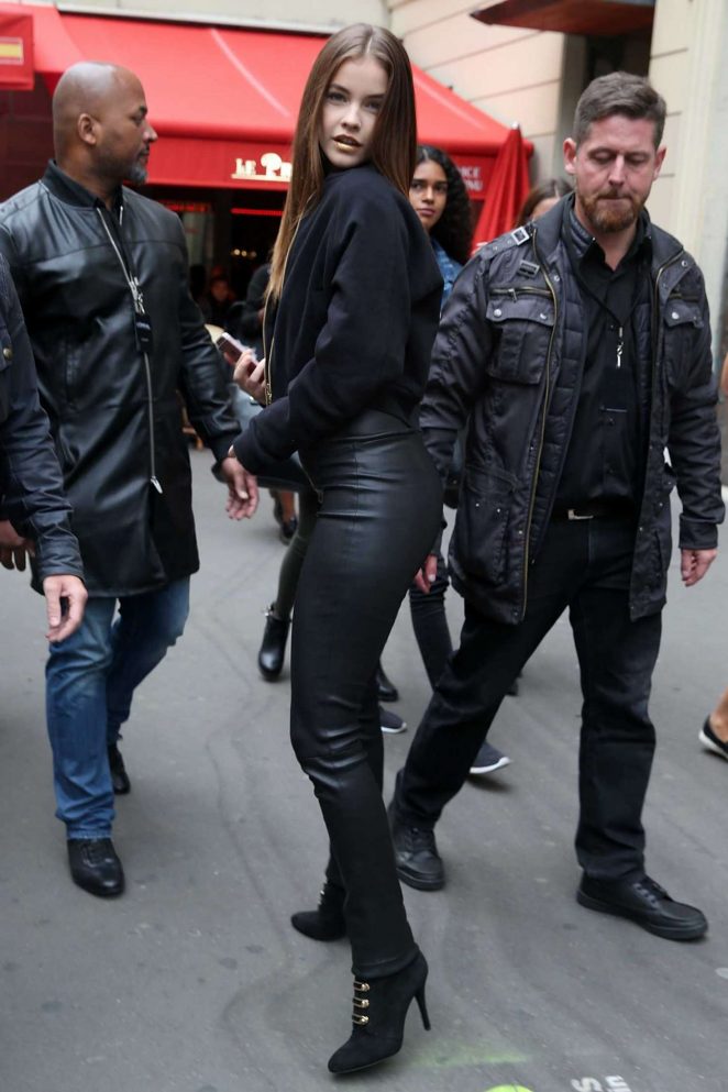 Barbara-Palvin-in-Leather-on-a-Motorcycl