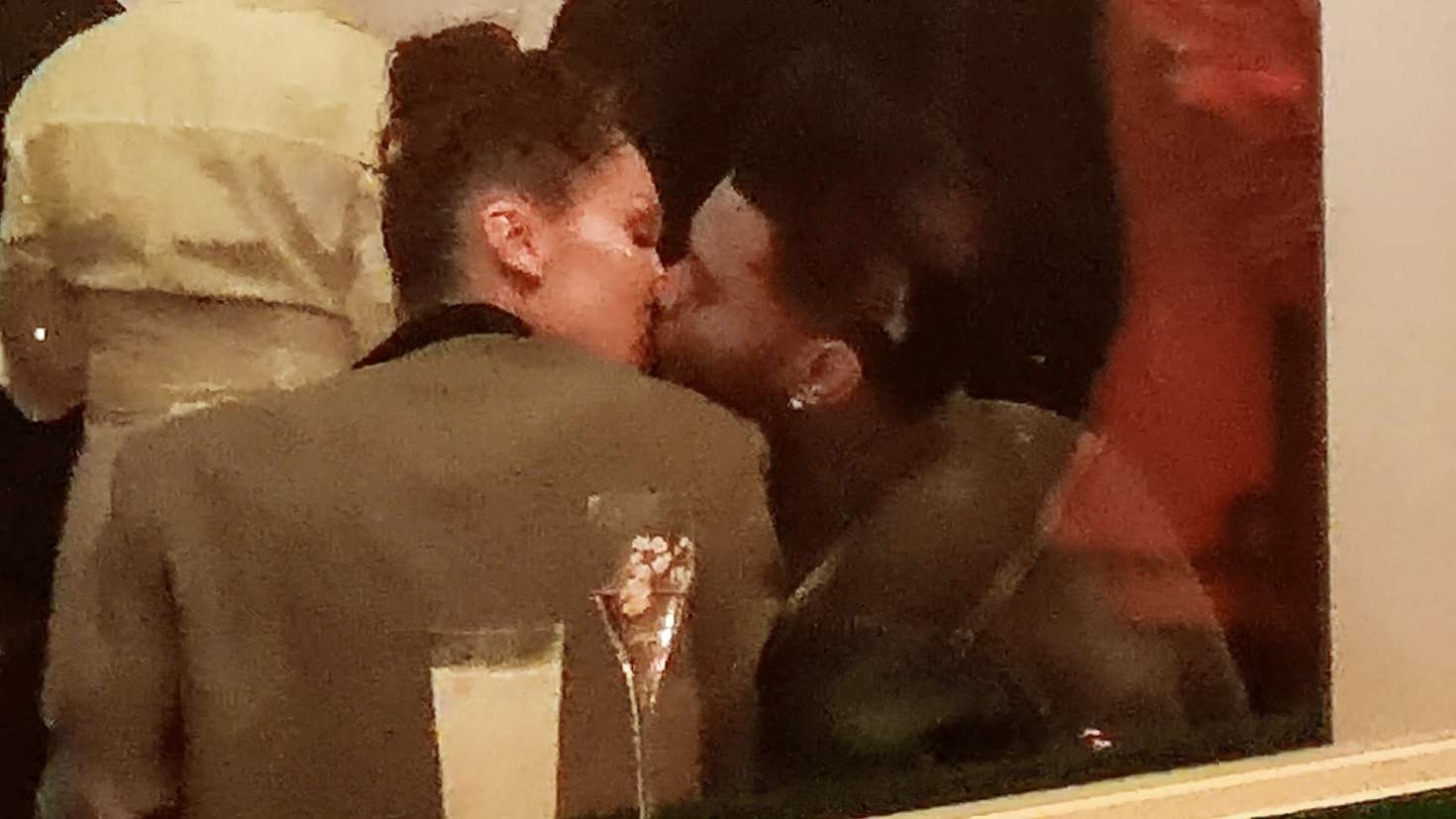 Bella Hadid and The Weeknd â€“ Kissing at the Magnum VIP Party in Cannes