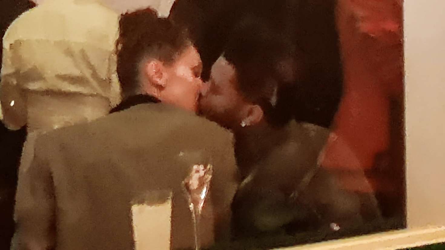 Bella Hadid and The Weeknd â€“ Kissing at the Magnum VIP Party in Cannes