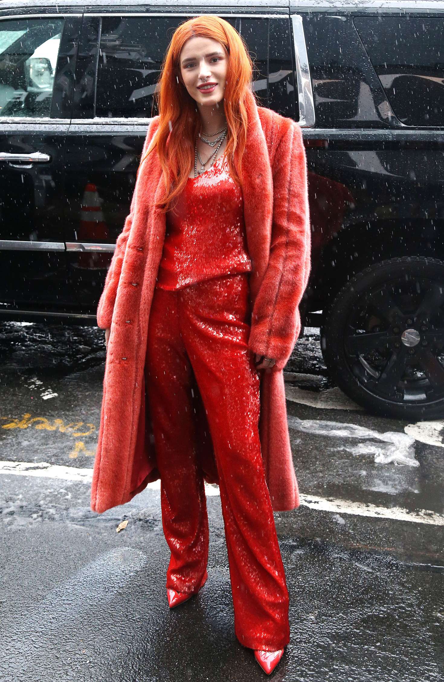 Bella Thorne â€“ Attending the Sally LaPointe Fashion Show in New York
