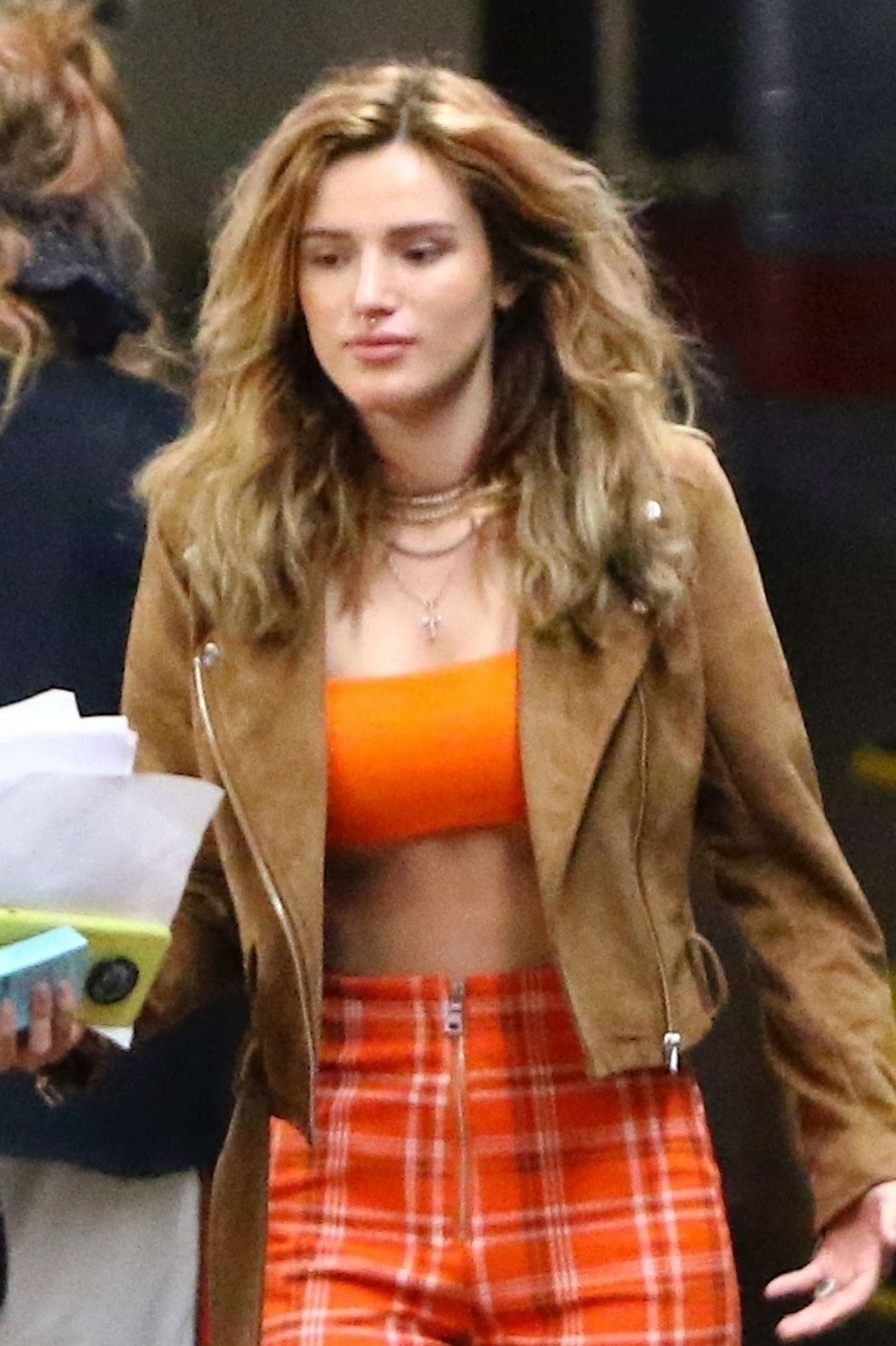 Bella Thorne in Orange Top out in Los Angeles