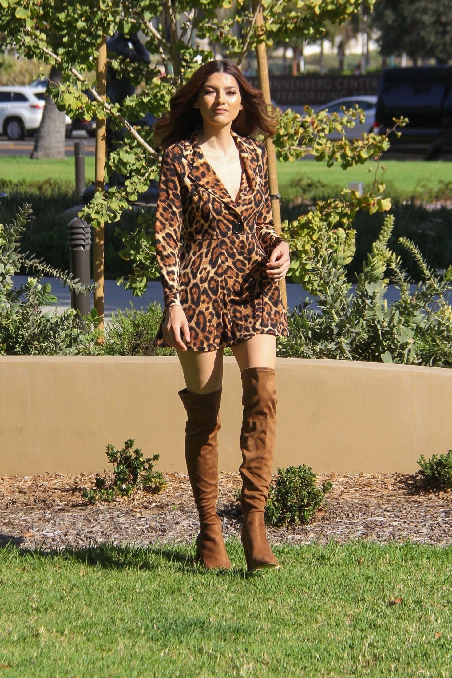 Blanca Blanco in Animal Print Dress â€“ Photoshoot in Beverly Hills