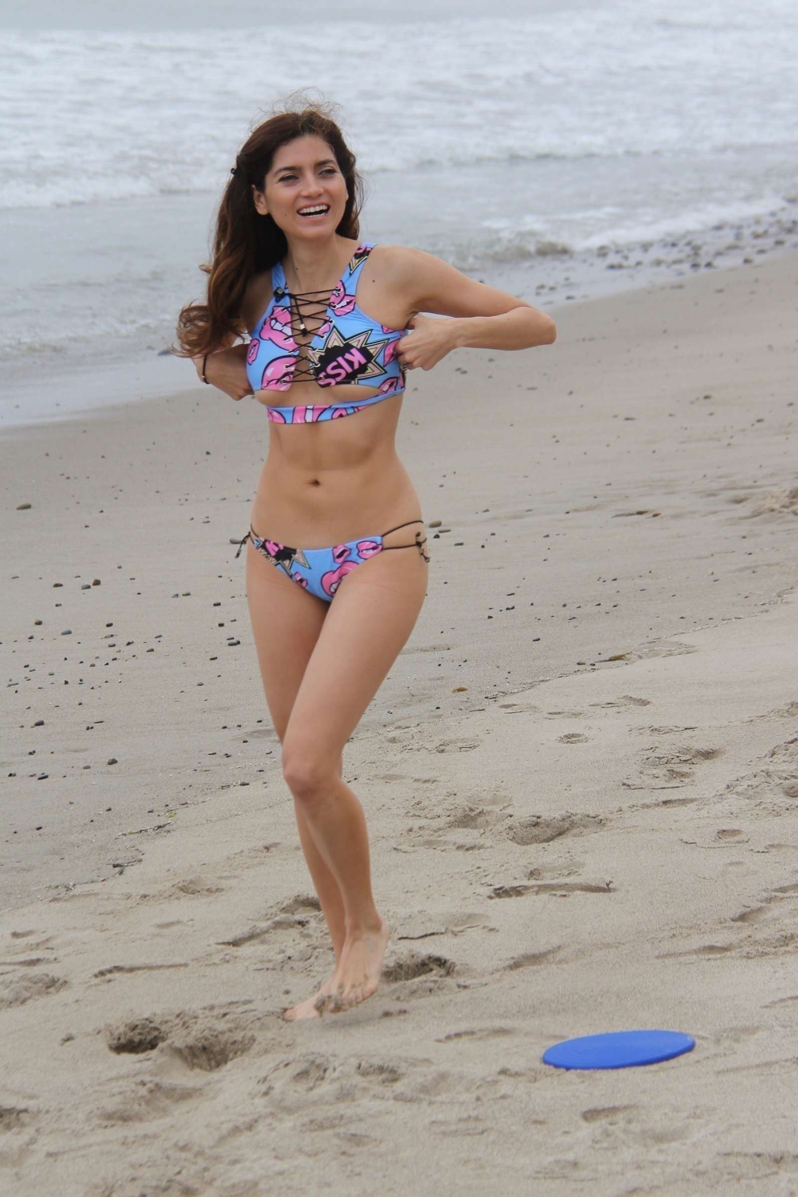 Blanca Blanco in Bikini â€“ Plays with a frisbee at the beach in Malibu