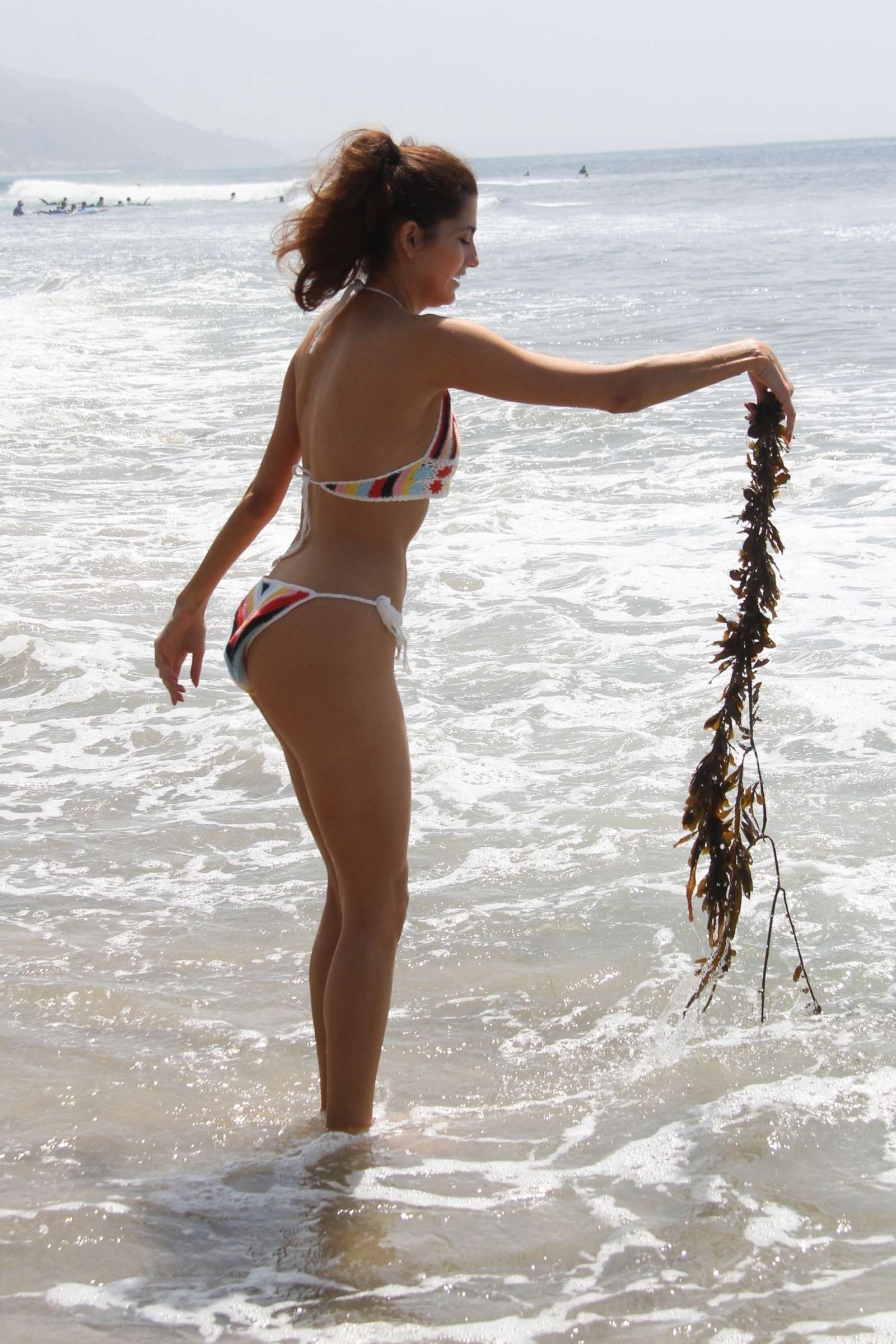 Blanca Blanco in Colourful Bikini on the beach in Malibu