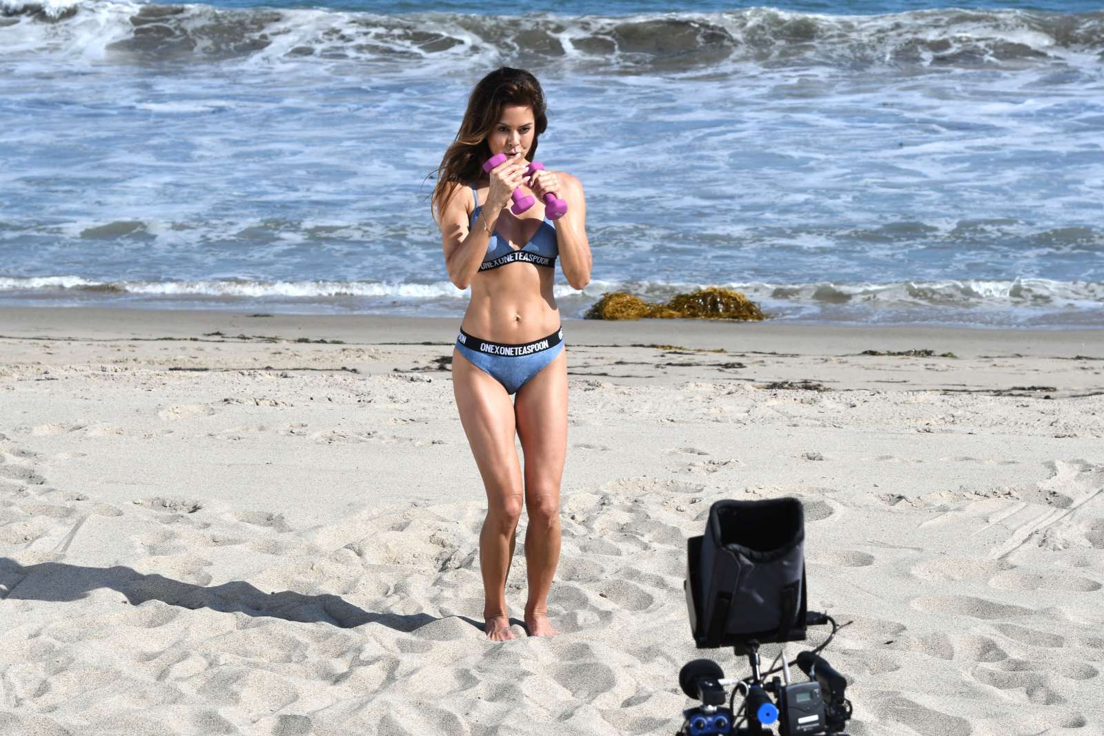 Brooke Burke in Bikini â€“ Photoshoot for her fitness app on the beach in Malibu