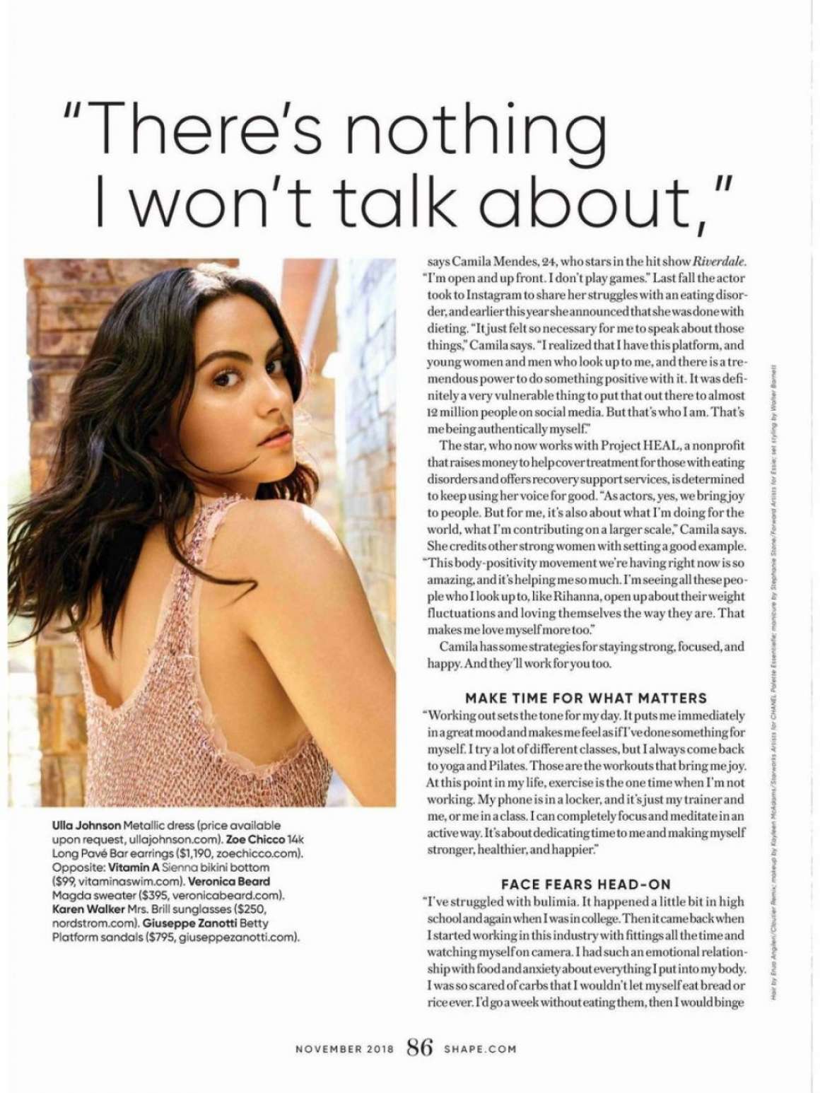 Camila Mendes for Shape Magazine (November 2018)