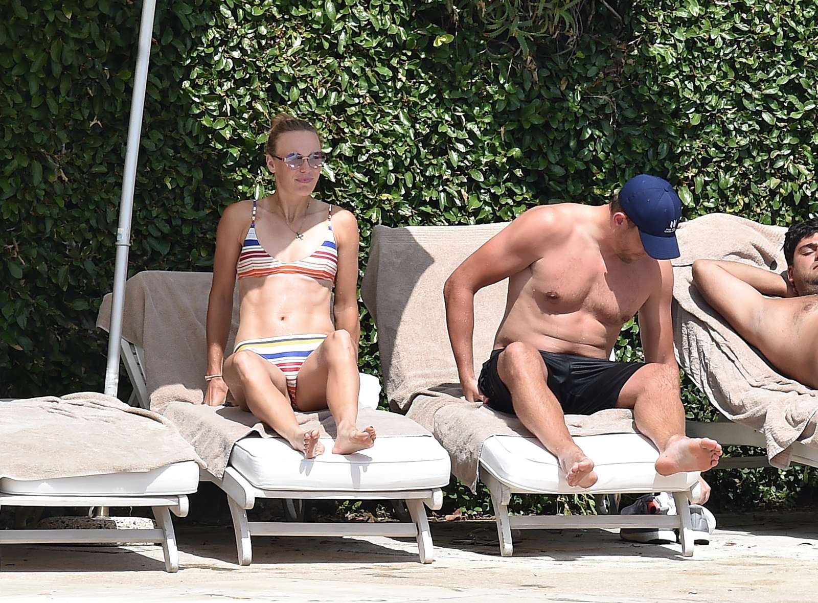Caroline Wozniacki in Bikini on the pool in Portofino