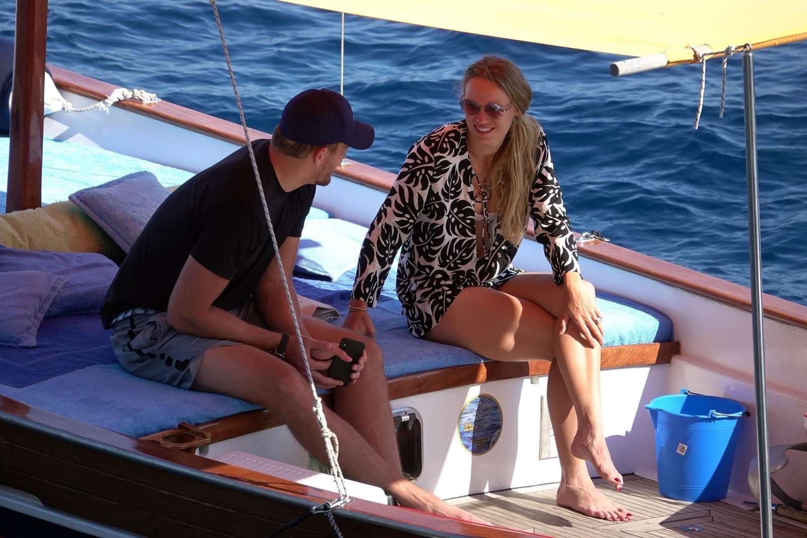 Caroline Wozniacki in Pink Bikini on holiday in Capri
