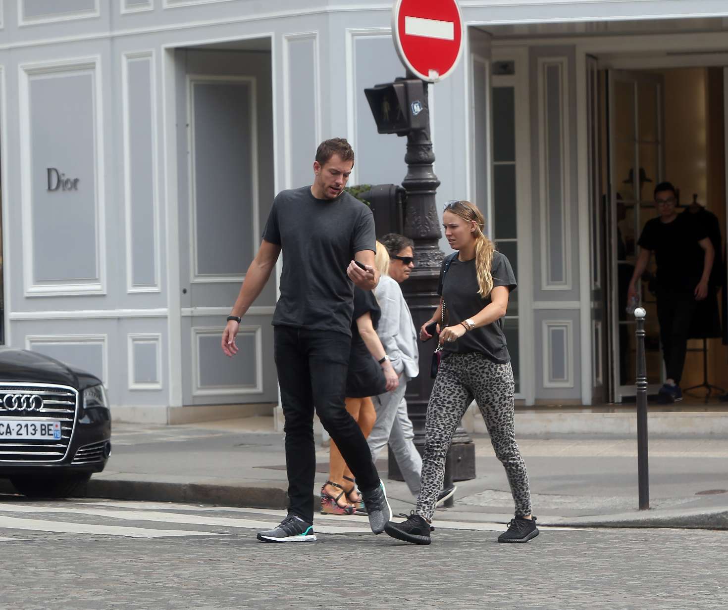 Caroline Wozniacki in Tights out in Paris