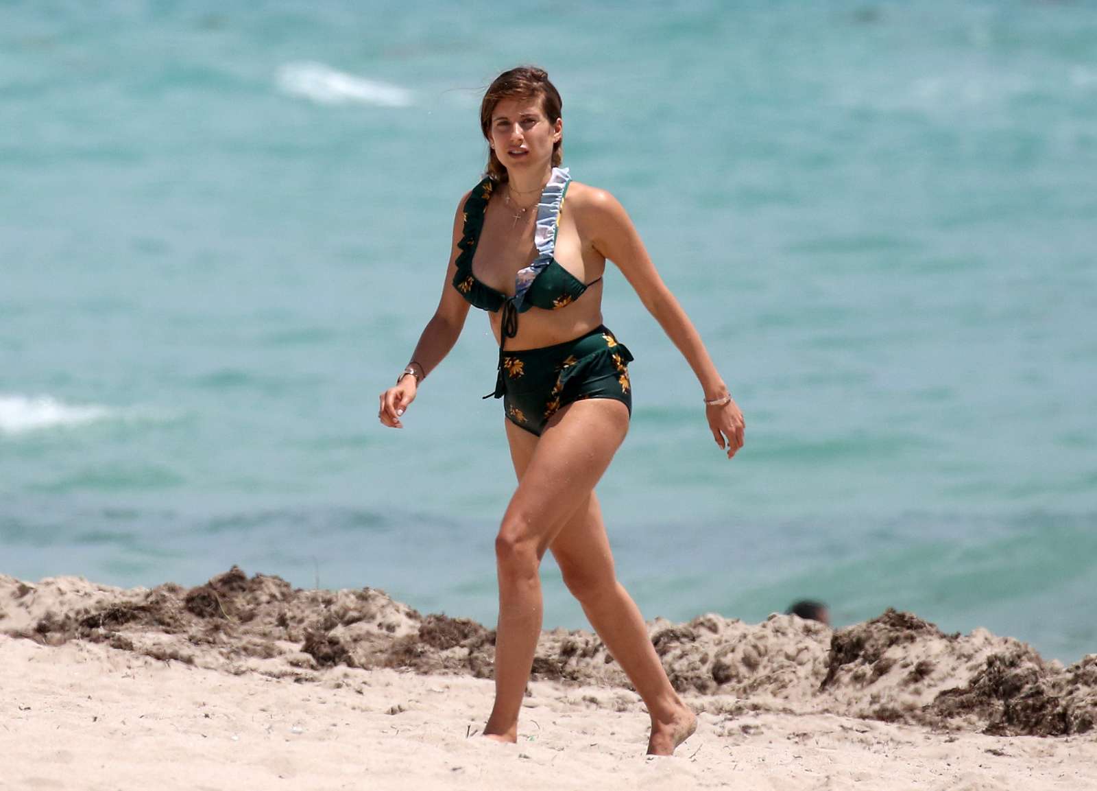 Cathy Fischer in Green Bikini on Miami Beach