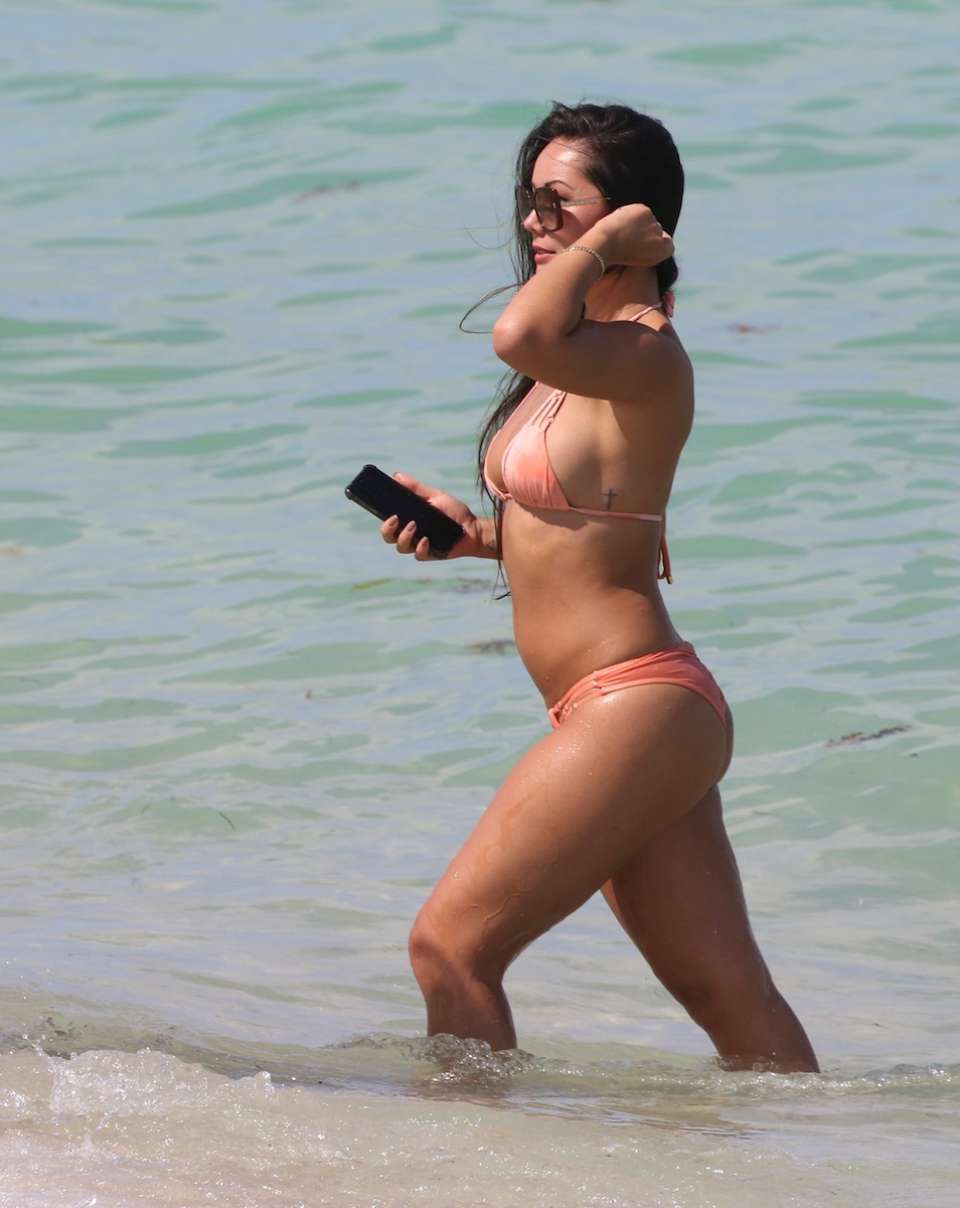 Cindy Alyn in Pink Bikini at the beach in Miami