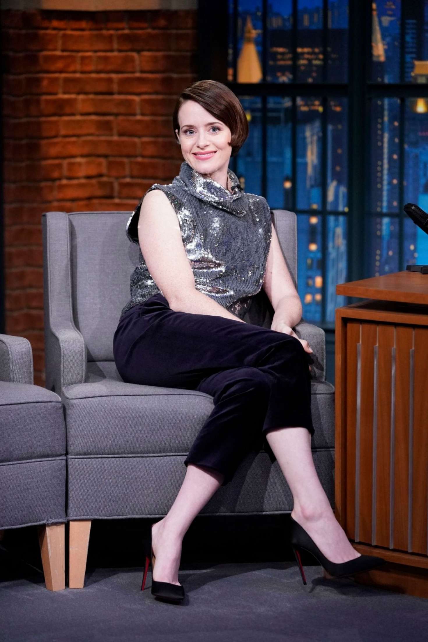 Claire Foy on â€˜Late Night with Seth Meyersâ€™ in New York City