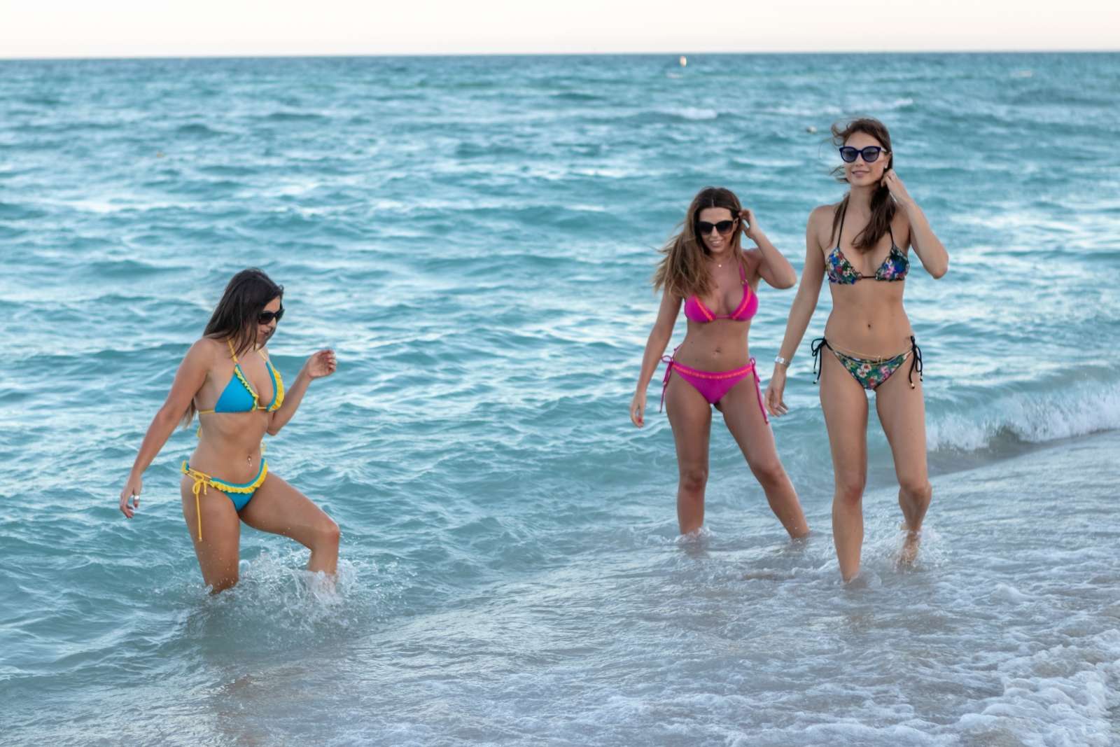 Claudia Romani, Julia Pereira and Laura Bragato in Bikini at a beach in Miami