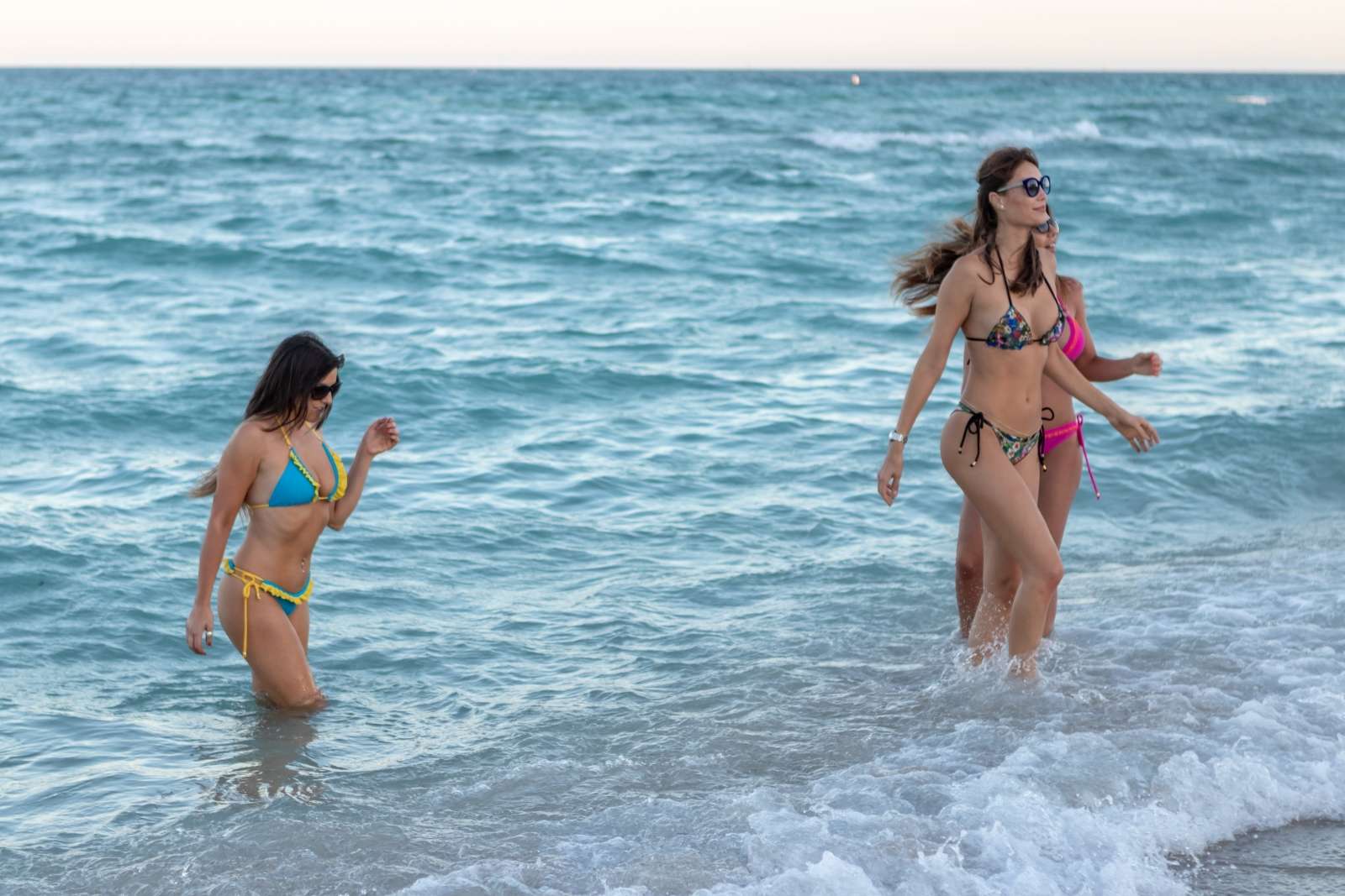 Claudia Romani, Julia Pereira and Laura Bragato in Bikini at a beach in Miami