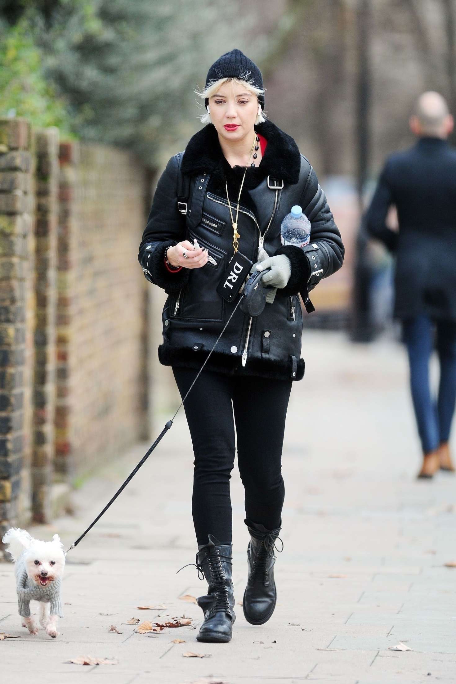 Daisy Lowe â€“ Walking her dog in London