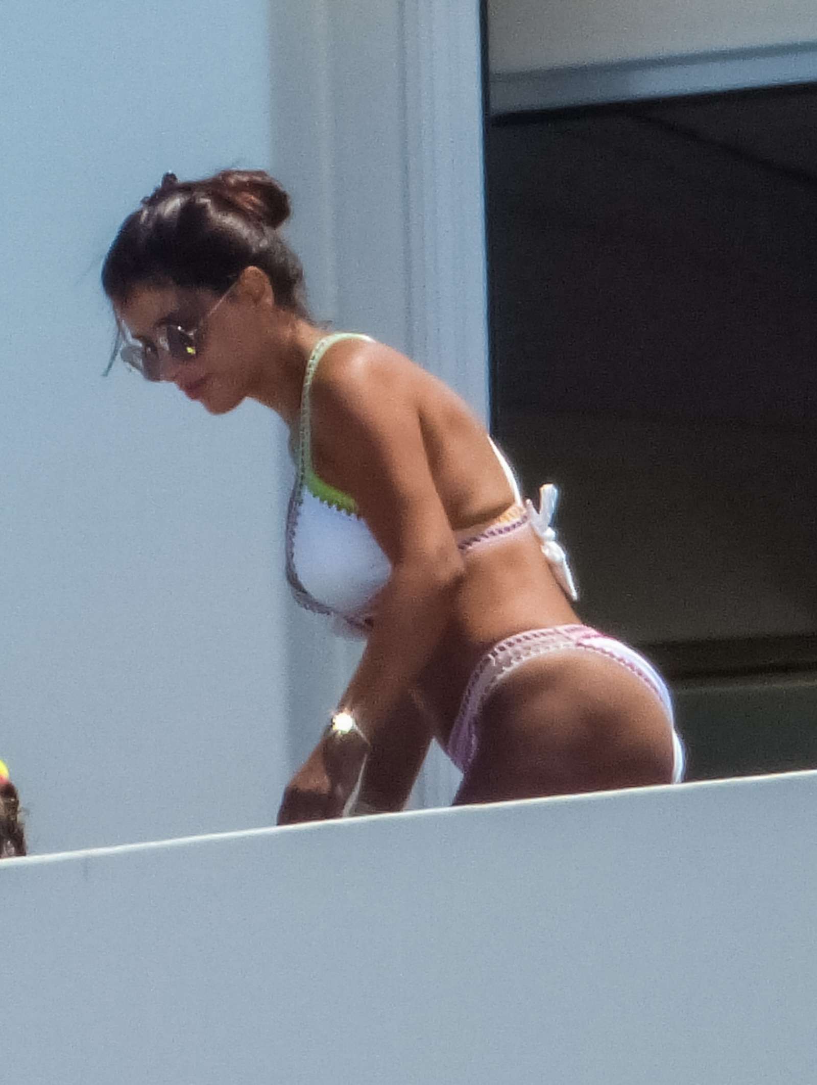 Daniella Semann in White Bikini at the pool in Mykonos