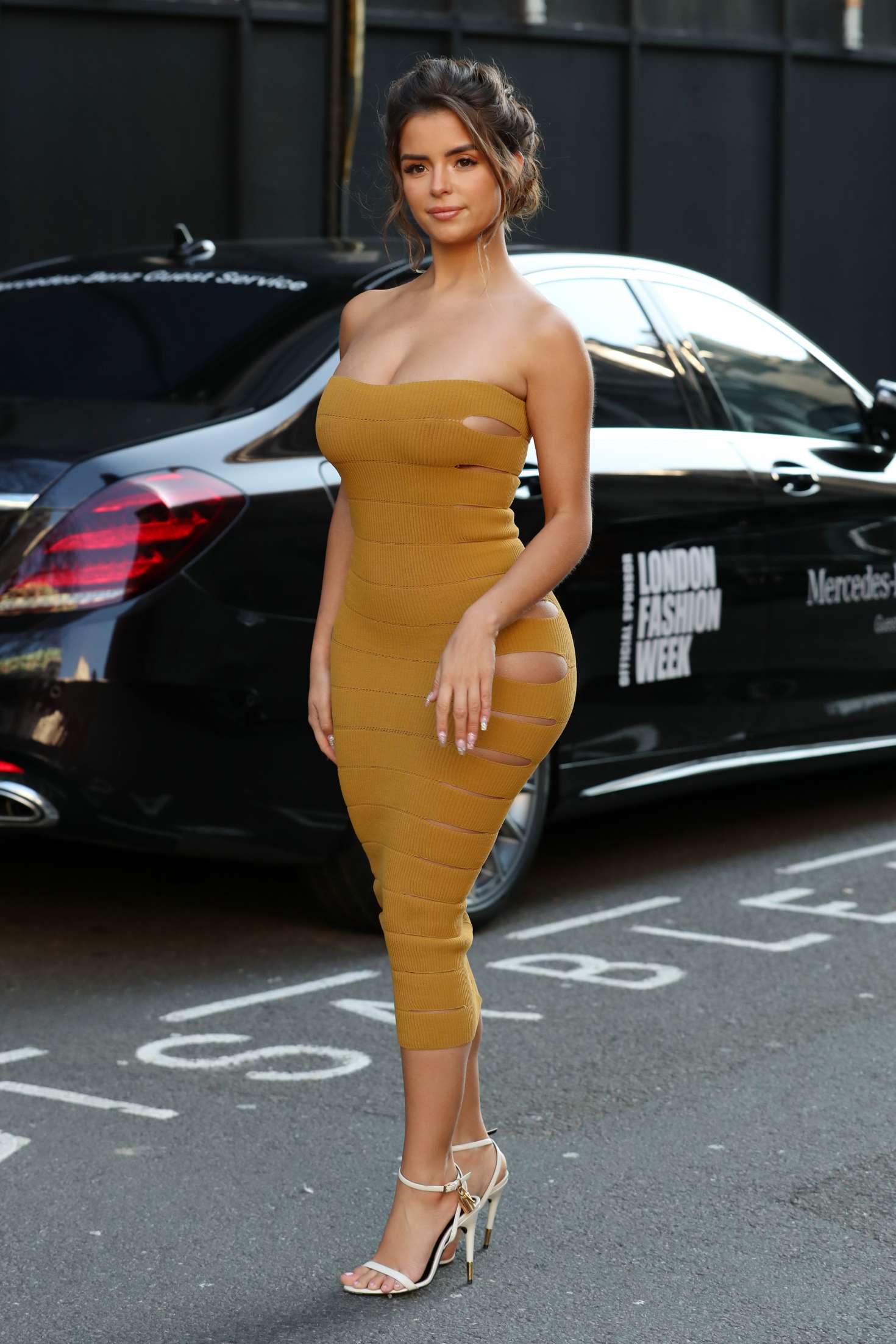 Demi Rose in Tight Dress â€“ Out and about in London