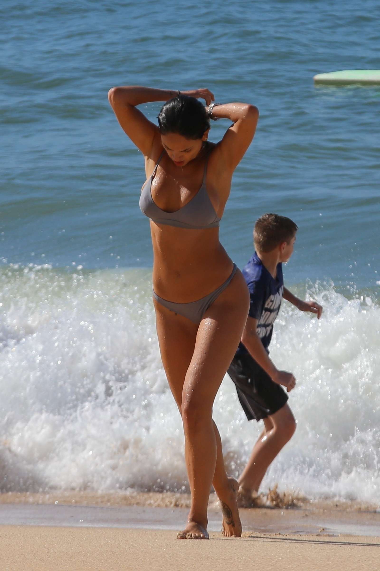 Eiza Gonzalez in Silver Bikini on the beach in Hawaii
