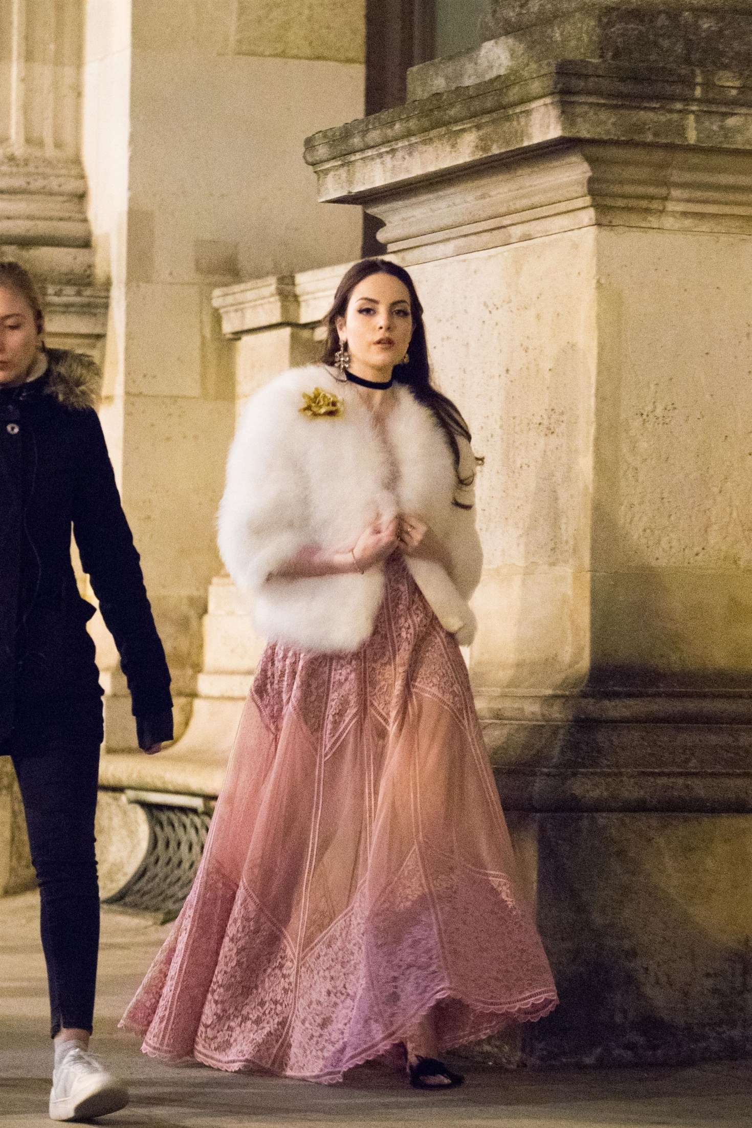 Elizabeth Gillies â€“ On â€˜Dynastyâ€™ Season 2 set at the Louvre in Paris