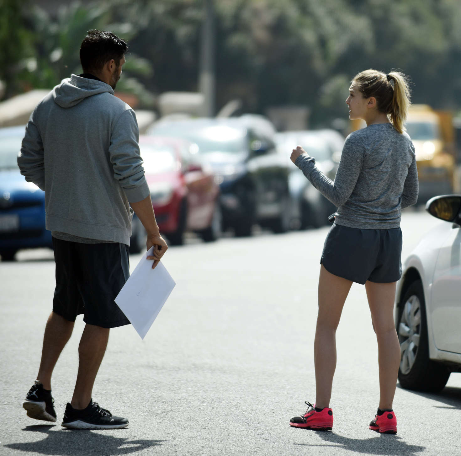 Elizabeth Olsen in Shorts Hiking in Los Angeles