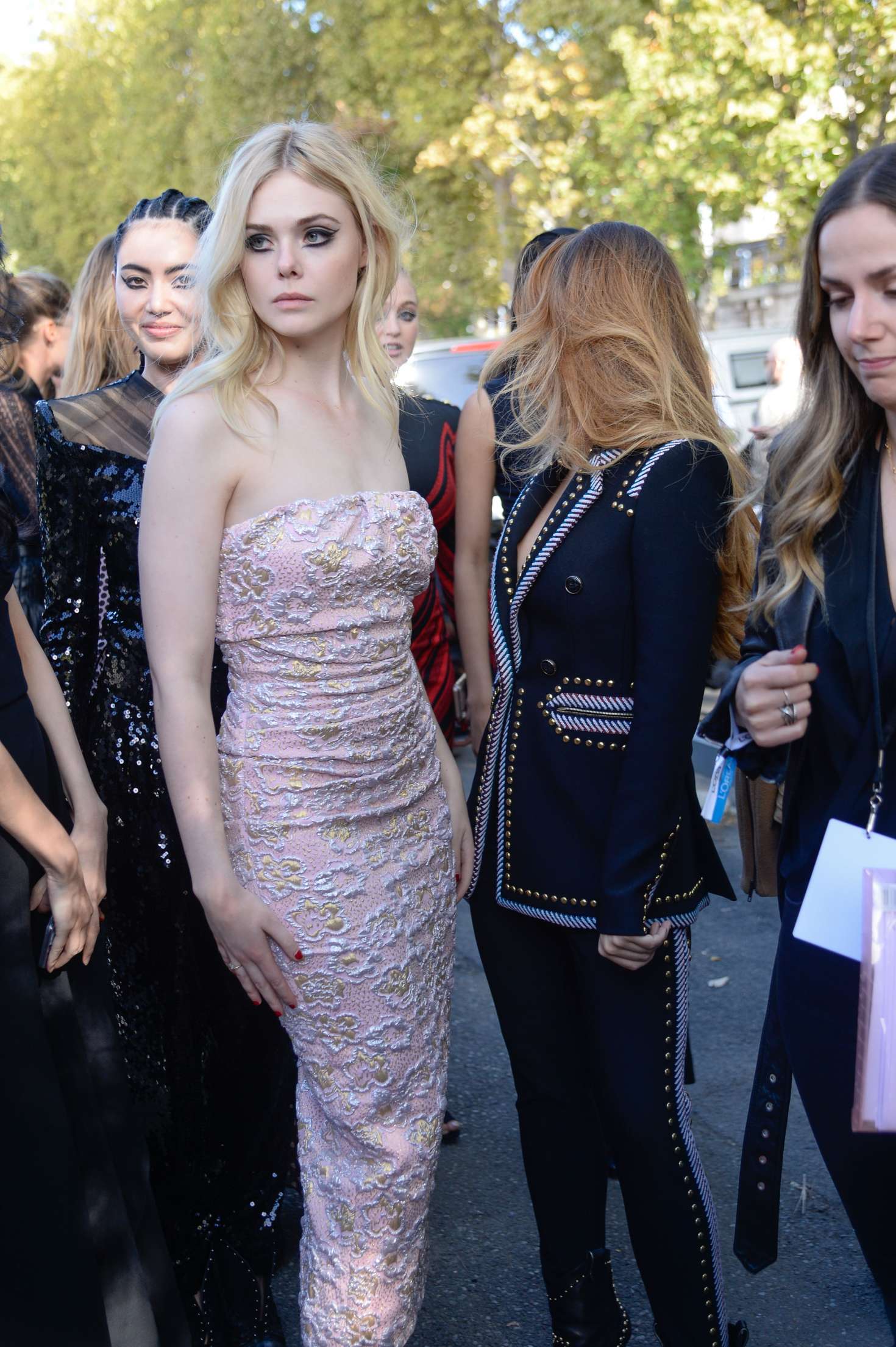 Elle Fanning â€“ Arriving at the Aftershow of the Lâ€™Oreal Fashion Show in Paris